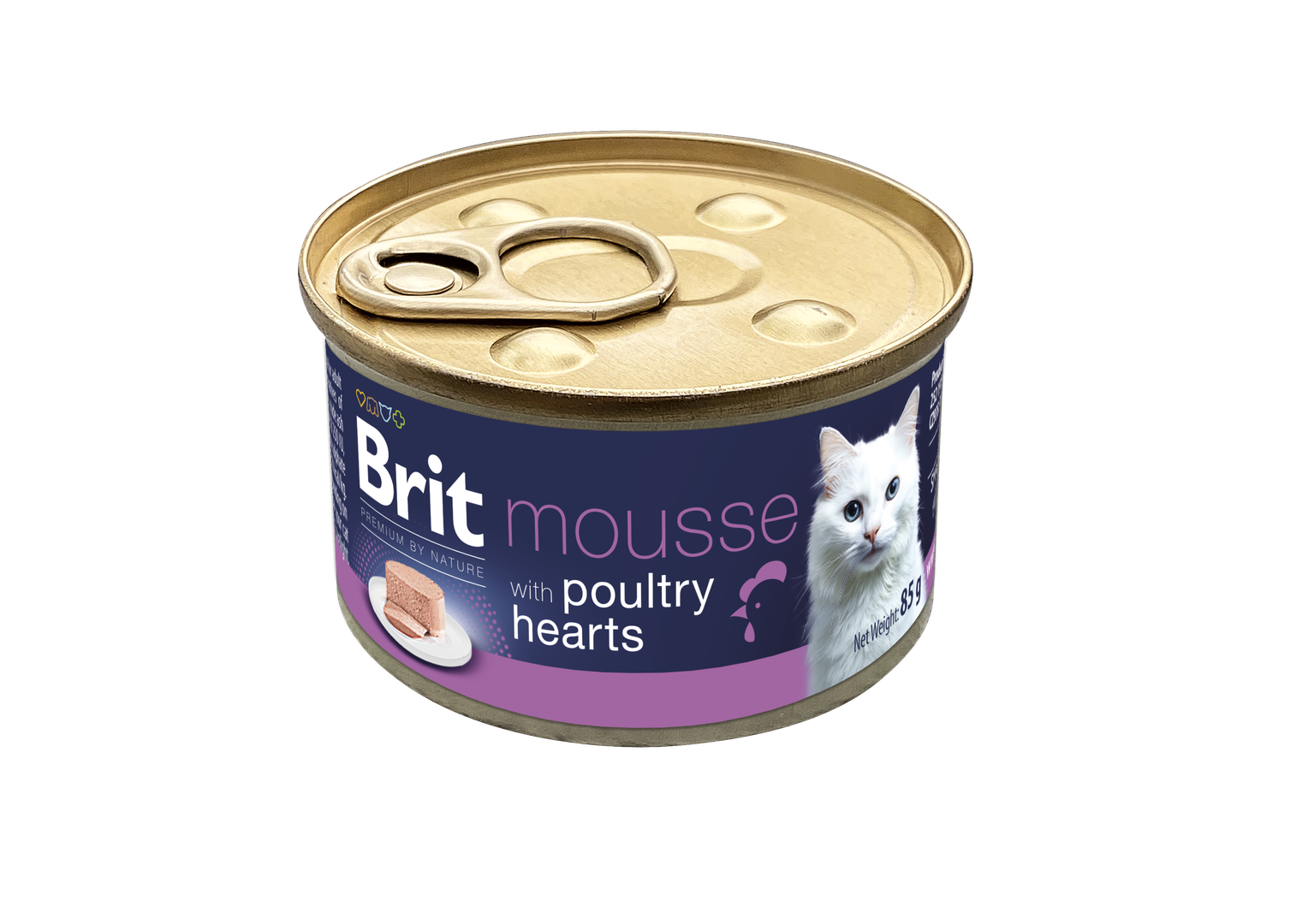 Brit Premium by Nature Cat Mousse with Poultry heart 85g aksamitny mus z sercami drobiowymi dla kotów