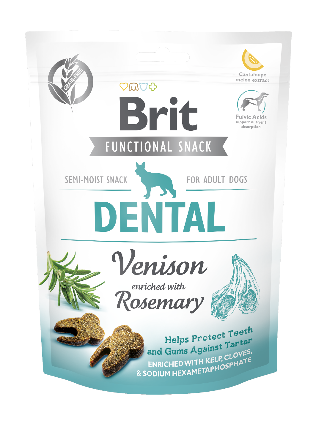 Brit Care Dog Functional Snack Dental, jeleń i rozmaryn, 150 g Funkcjonalna karma uzupełniająca dla psów dorosłych