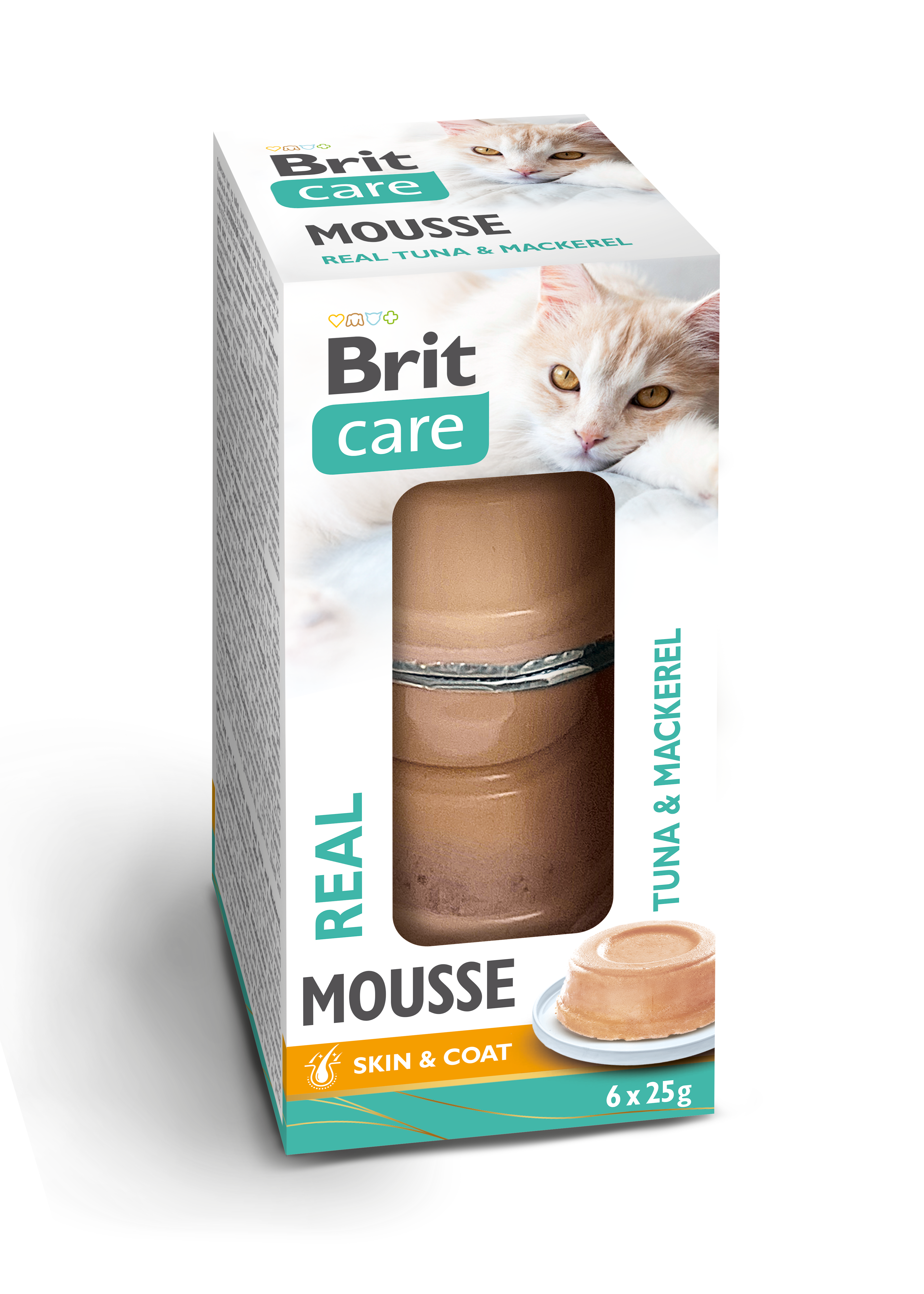 Brit Care Cat Real Meat z tuńczykiem i makrelą 6x25g Wilgotna karma uzupełniająca dla kotów.