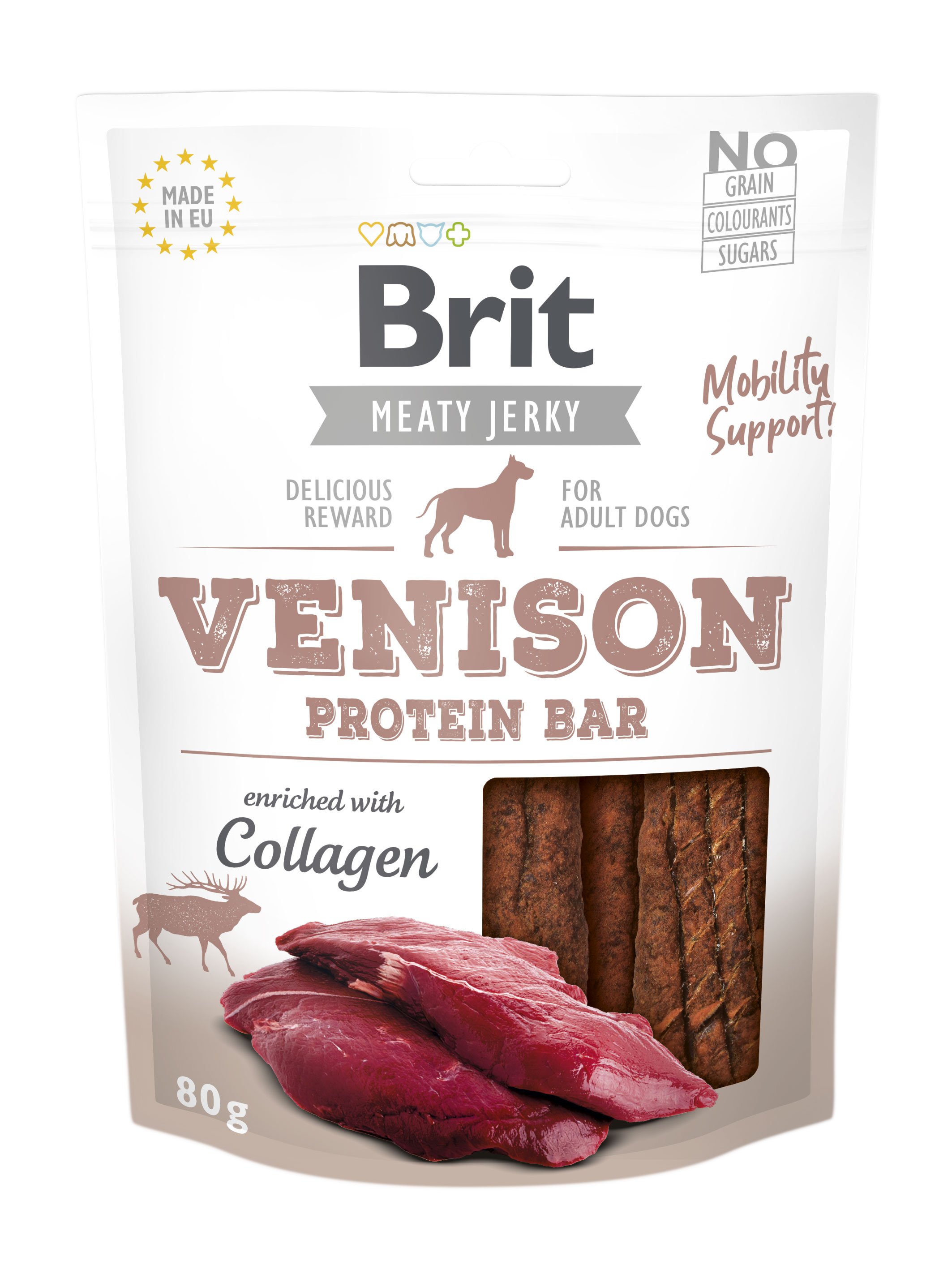 Brit Jerky Protein Bar, dziczyzna i kurczak, 80 g Karma uzupełniająca dla dorosłych psów