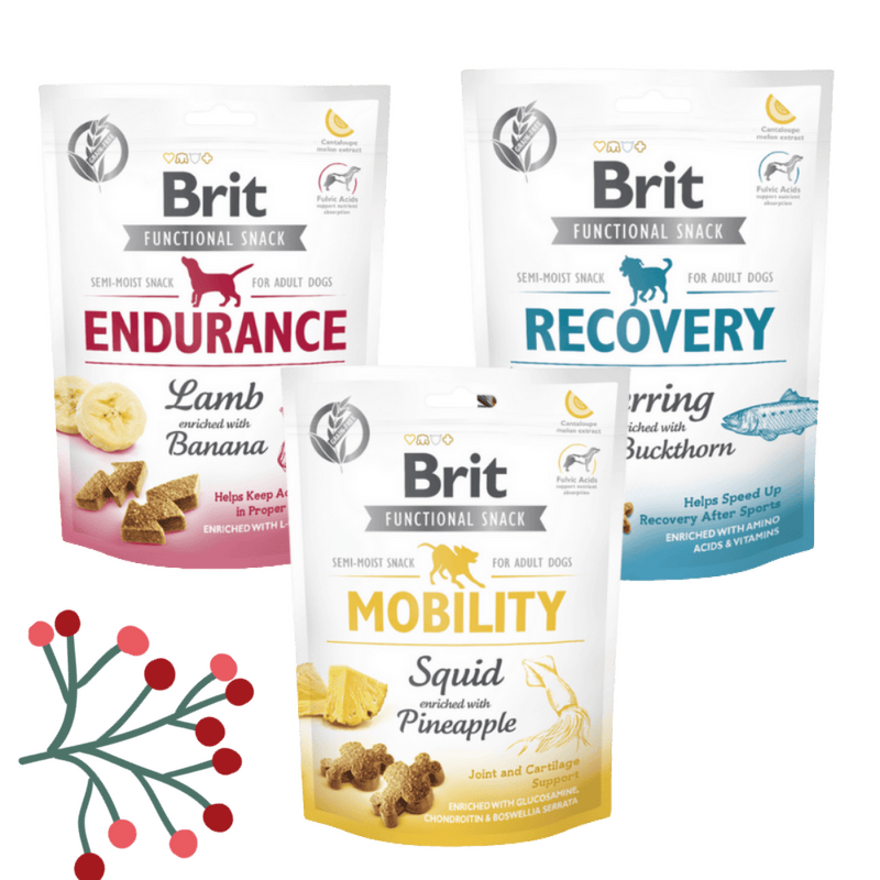 Gwiazdkowy Zestaw Brit Functional Snacks MIX (3x150g) Karma uzupełniająca dla dorosłych psów w ekonomicznym pakiecie