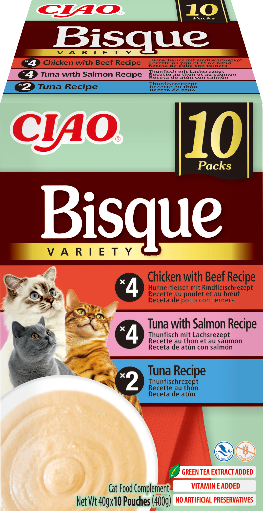 Inaba Ciao Bisque 10P Tuna, Beef, Chicken 10x40g (400g)