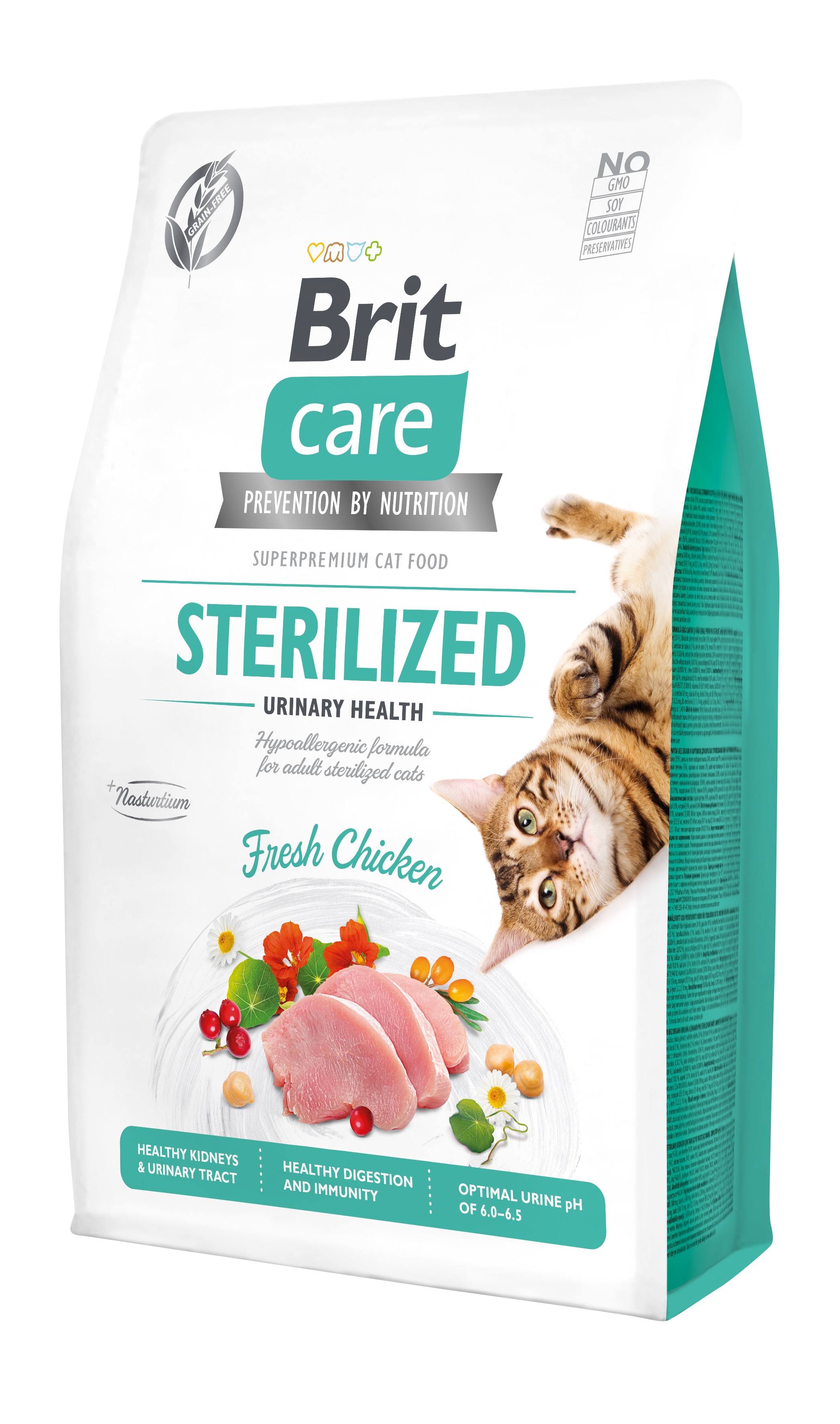 Brit Care Cat Grain-Free Sterlized Urinary Health, kurczak, 2 kg Pełnoporcjowa karma sucha dla dorosłych kotów sterylizowanych