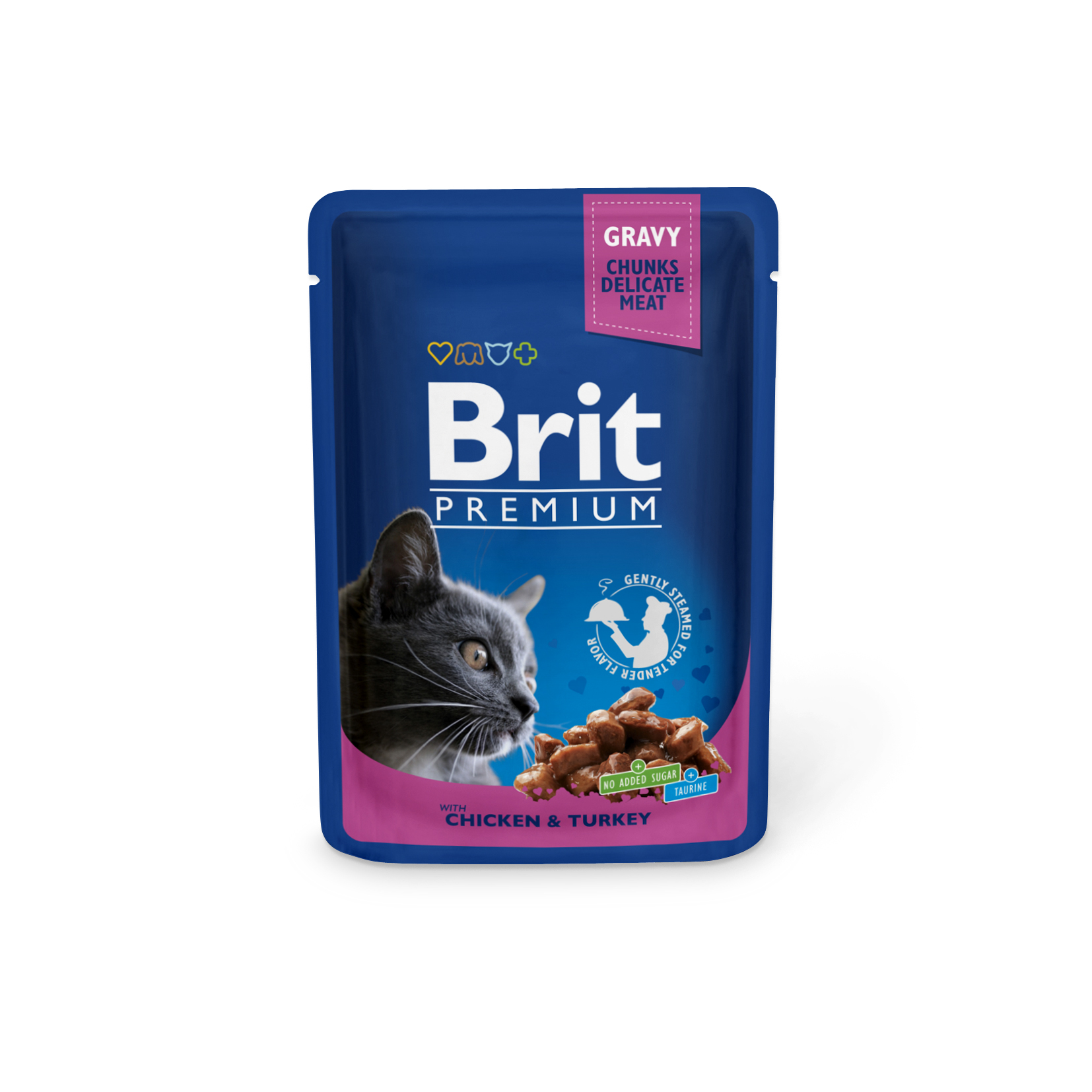 Brit Premium by Nature Cat Pouches Chicken & Turkey, kurczak i indyk, 100g Karma mokra dla dorosłych kotów wszystkich ras