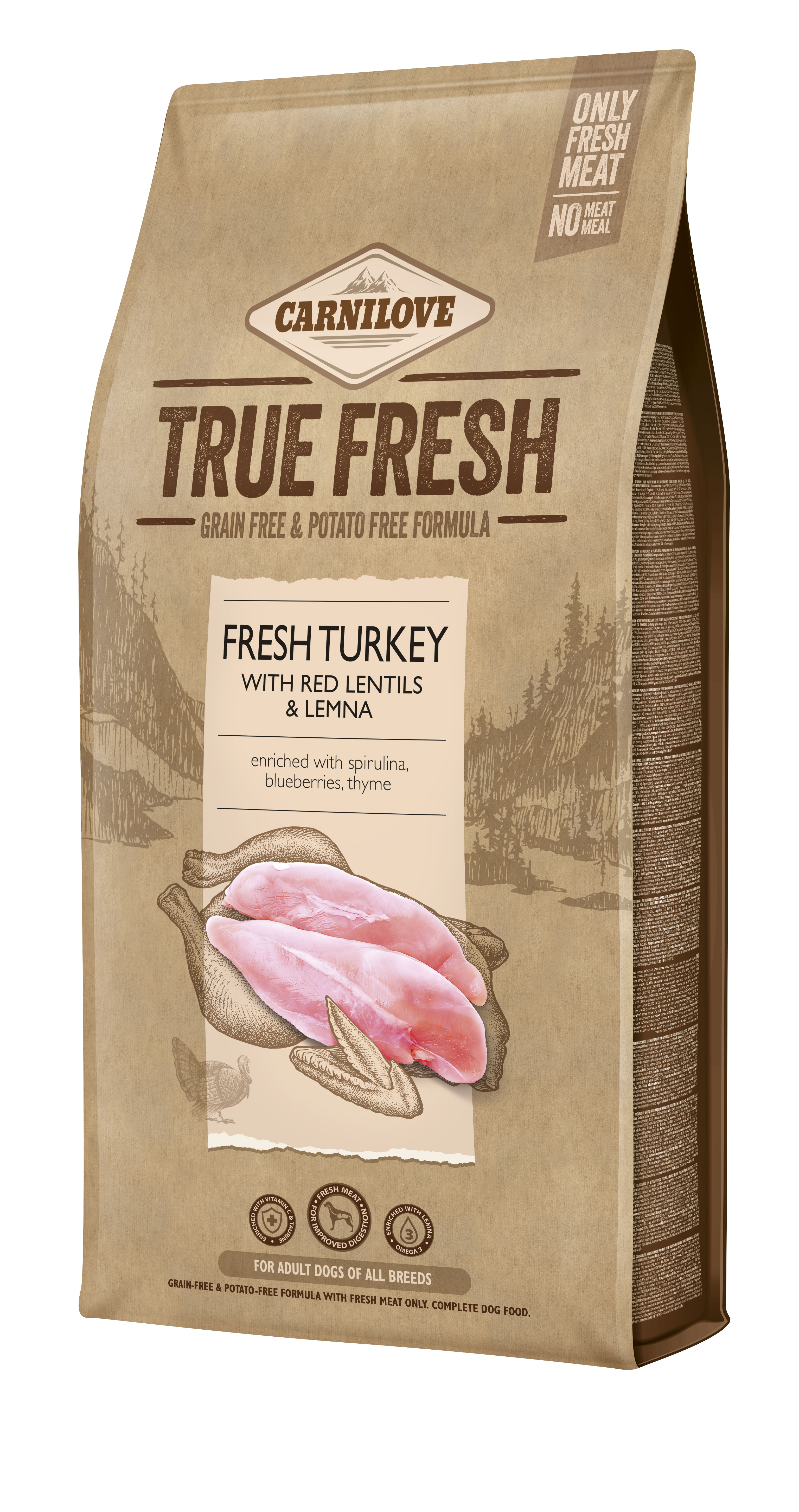 Carnilove True Fresh Dog Adult Fresh Turkey with Red Lentils & Lemna 2 x 11,4kg