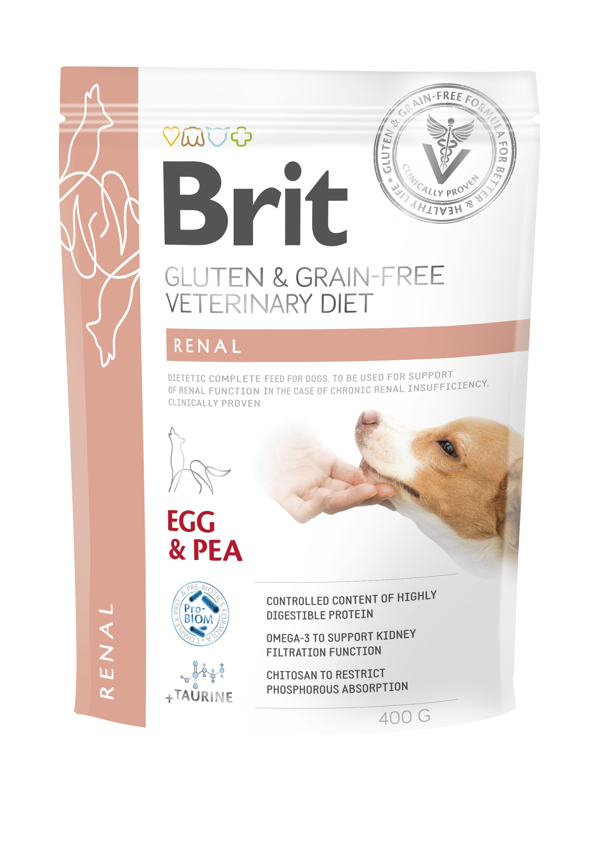 Brit Veterinary Diets Dog Grain Free Renal, żółty groszek i jajka, 400g Dietetyczna karma dla psów z zaburzeniami funkcji nerek