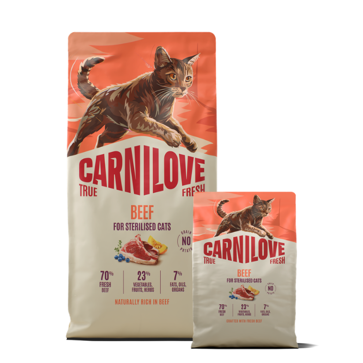 Promocja: 6kg + 2kg CARNILOVE TRUE FRESH Cat Dry Beef for Sterilised Adult All Breeds w atrakcyjnej cenie