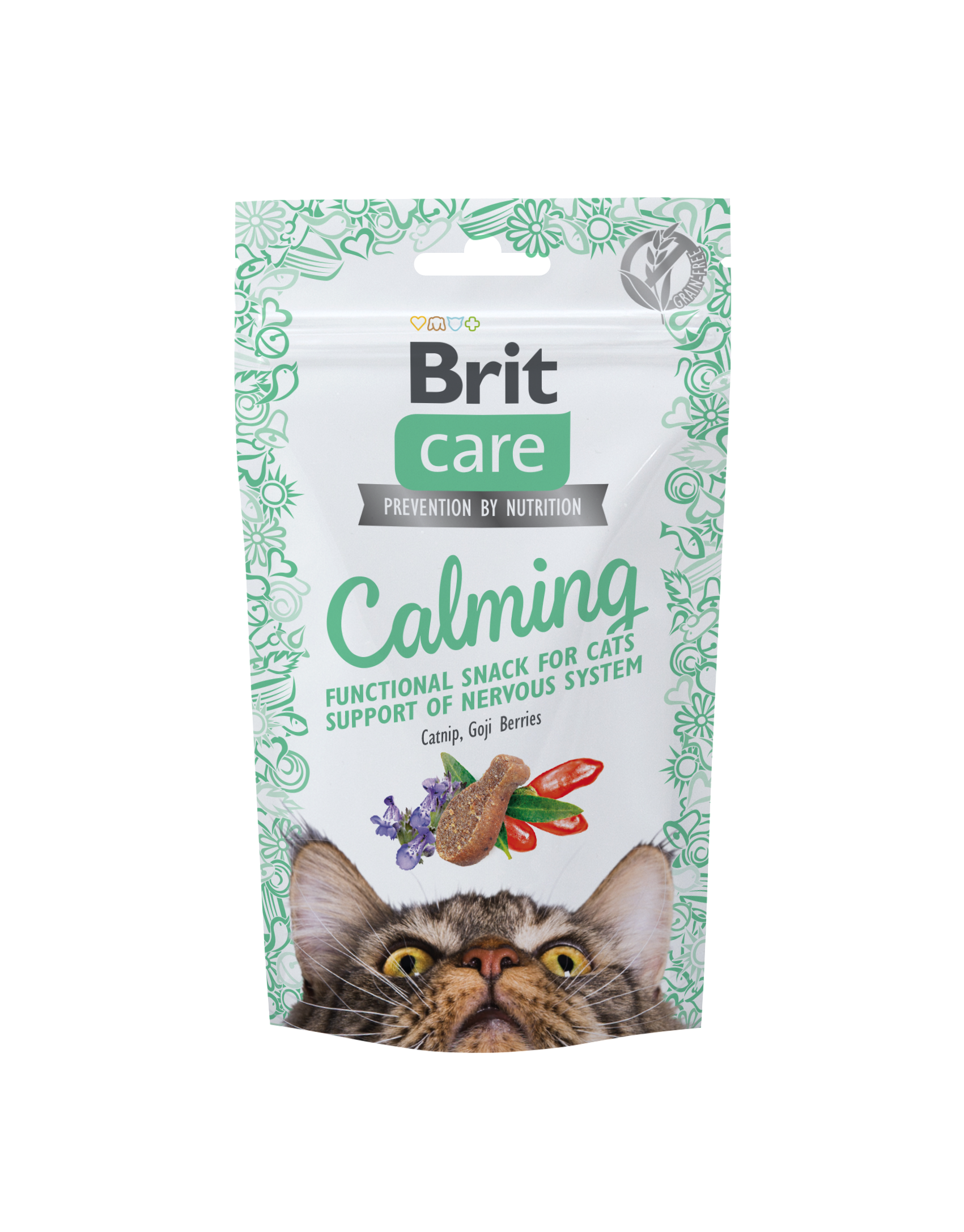 Brit Care Cat Snack Calming, kocimiętka i owoce goji, 50 g Wyciszająca stres karma uzupełniająca dla kotów