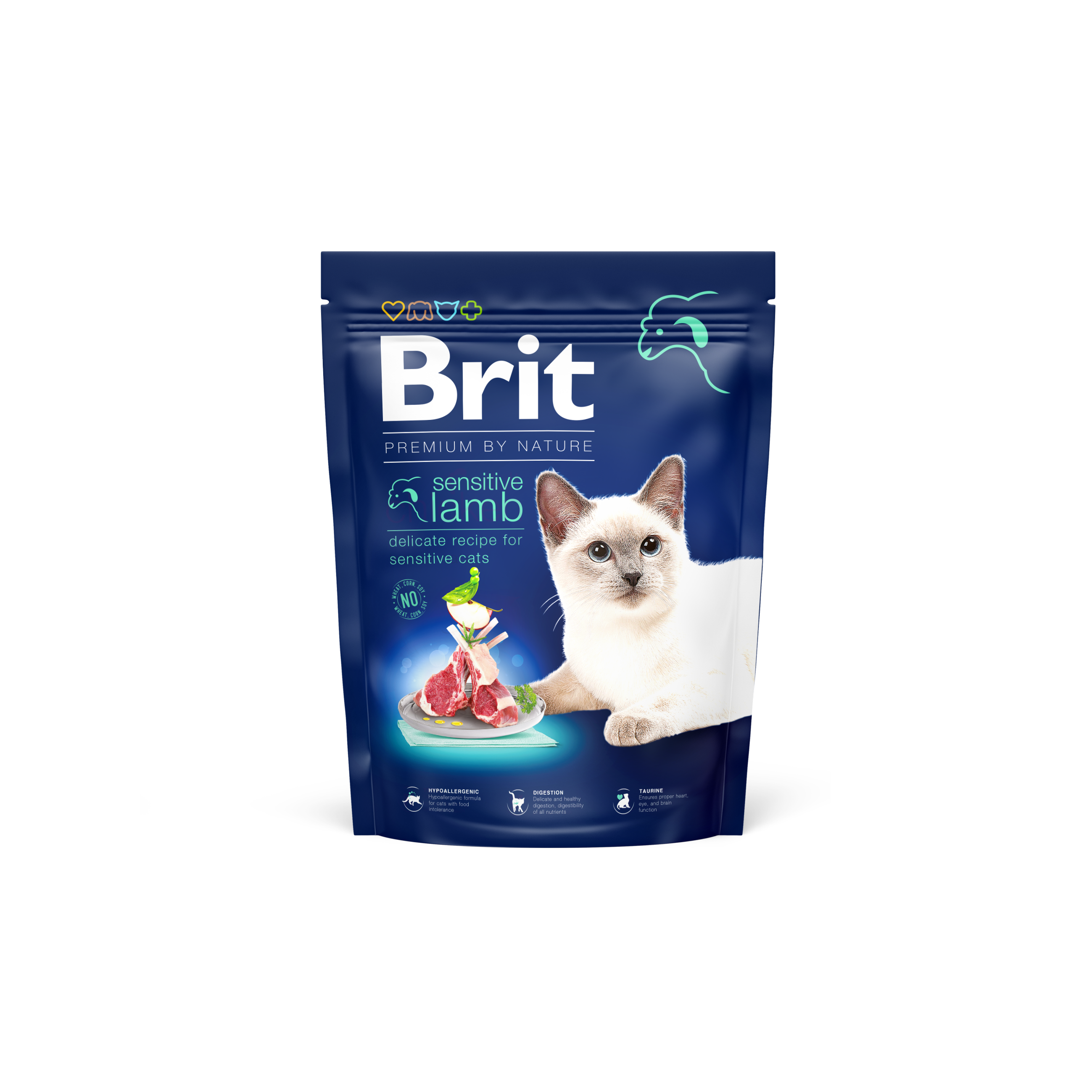 Brit Premium Cat Adult Sensitive, jagnięcina, 300 g Pełnoporcjowa karma dla kotów dorosłych z wrażliwym przewodem pokarmowym
