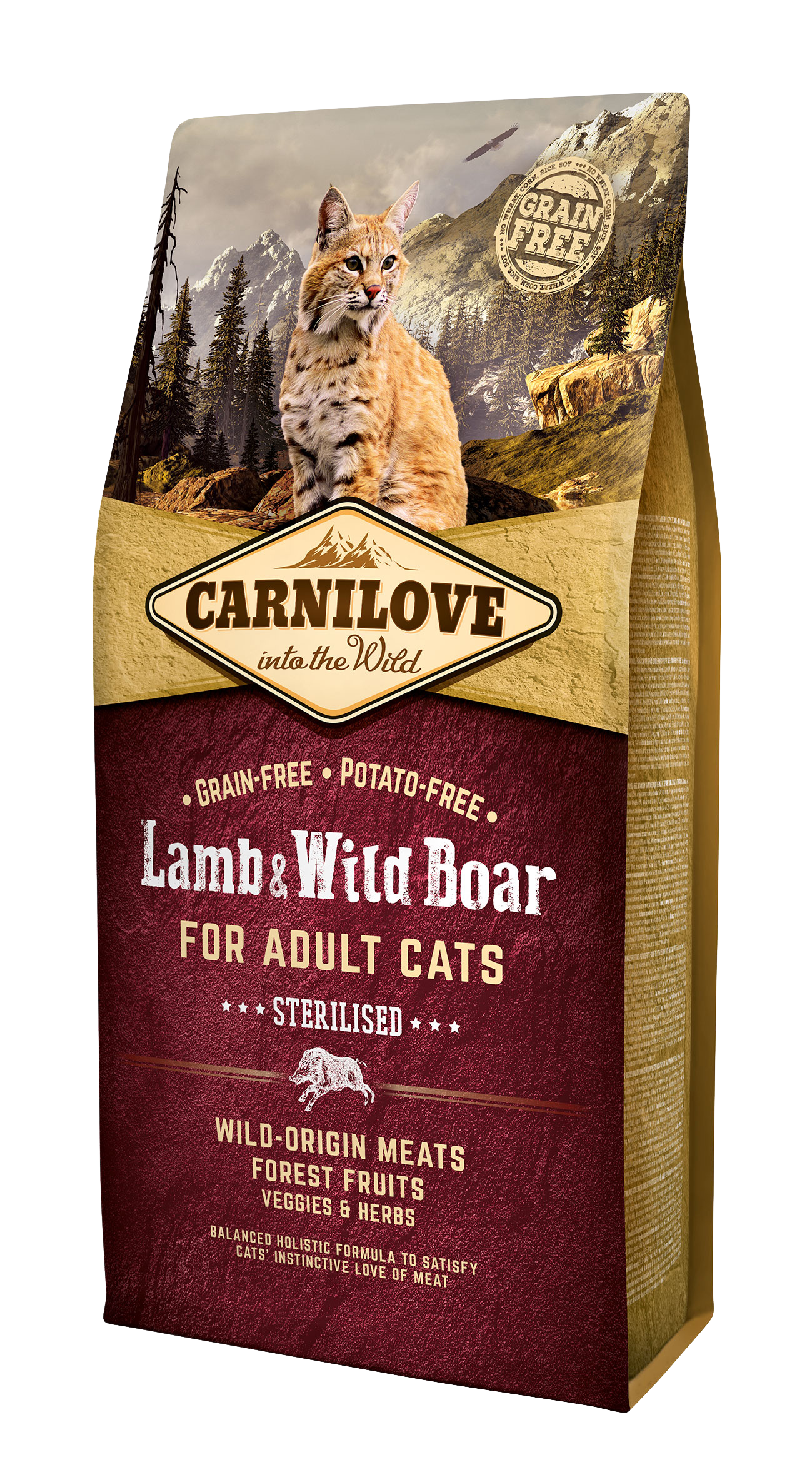 Carnilove Cat Sterilised, jagnięcina i dzik, 6kg Pełnoporcjowa karma dla dorosłych kotów sterylizowanych