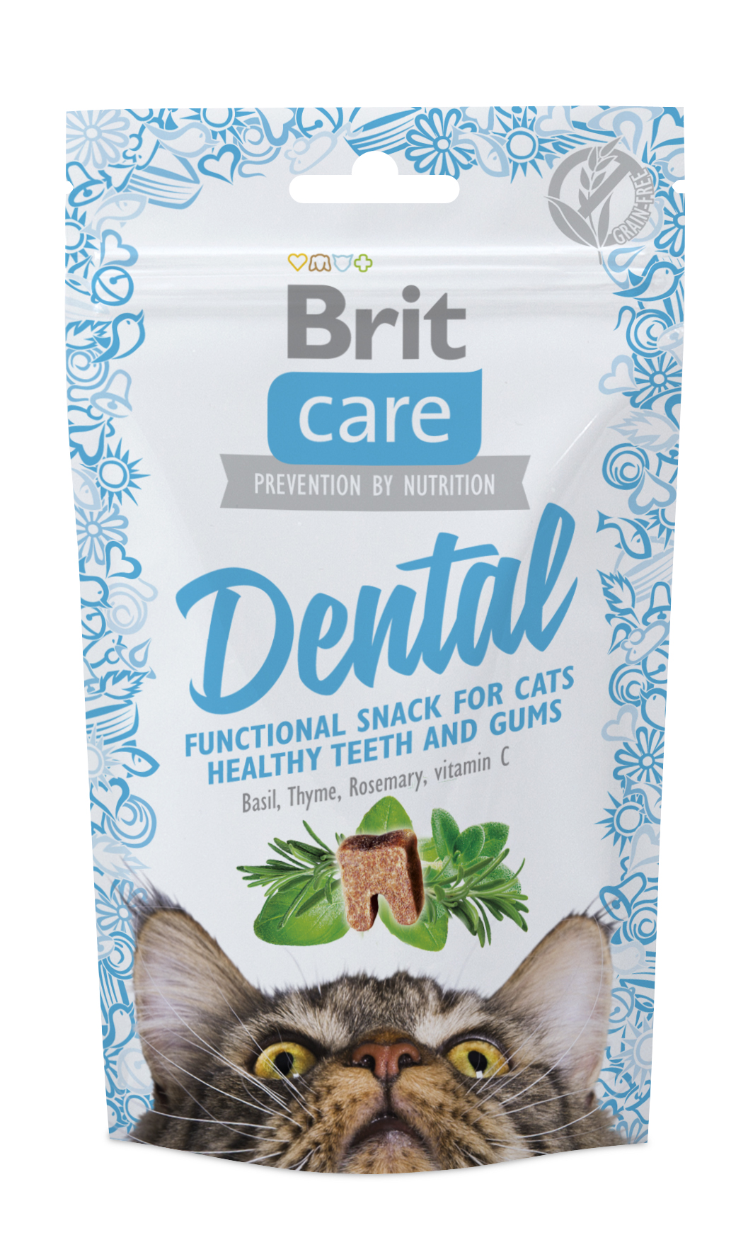 Brit Care Cat Snack Dental, indyk, 50 g Uzupełniająca karma dla kotów na zdrowe zęby i dziąsła