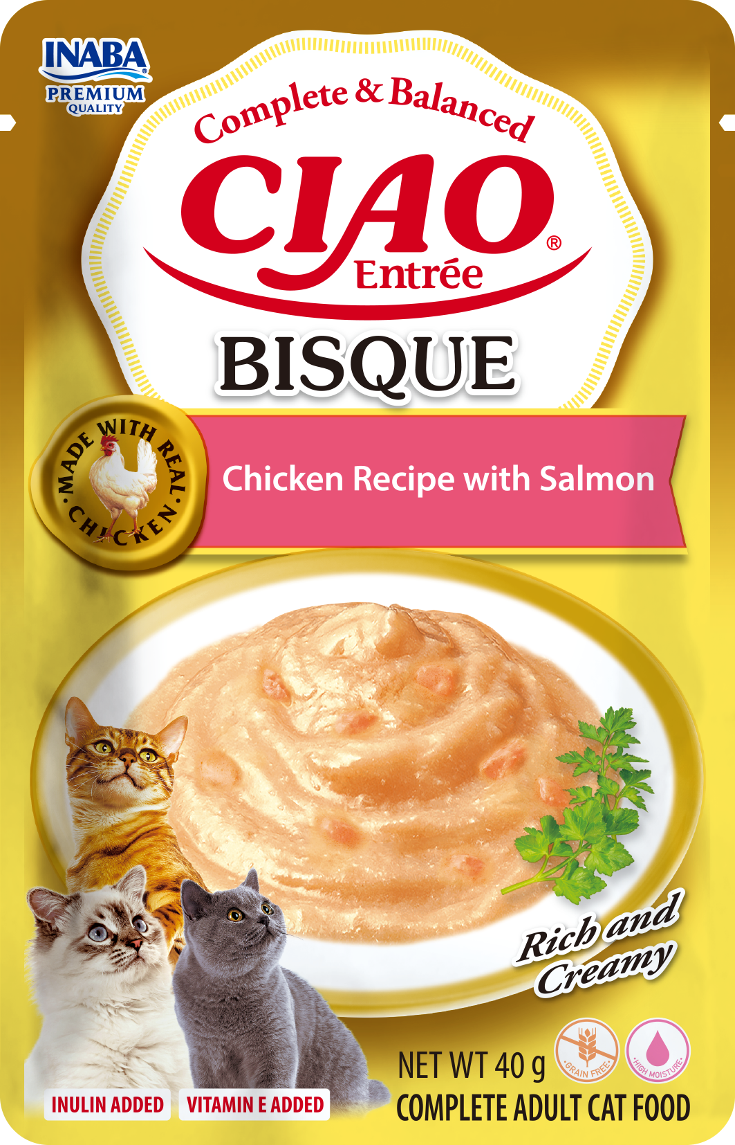 Inaba Cat CIAO Entrée Bisque Chicken Recipe with Salmon 40g