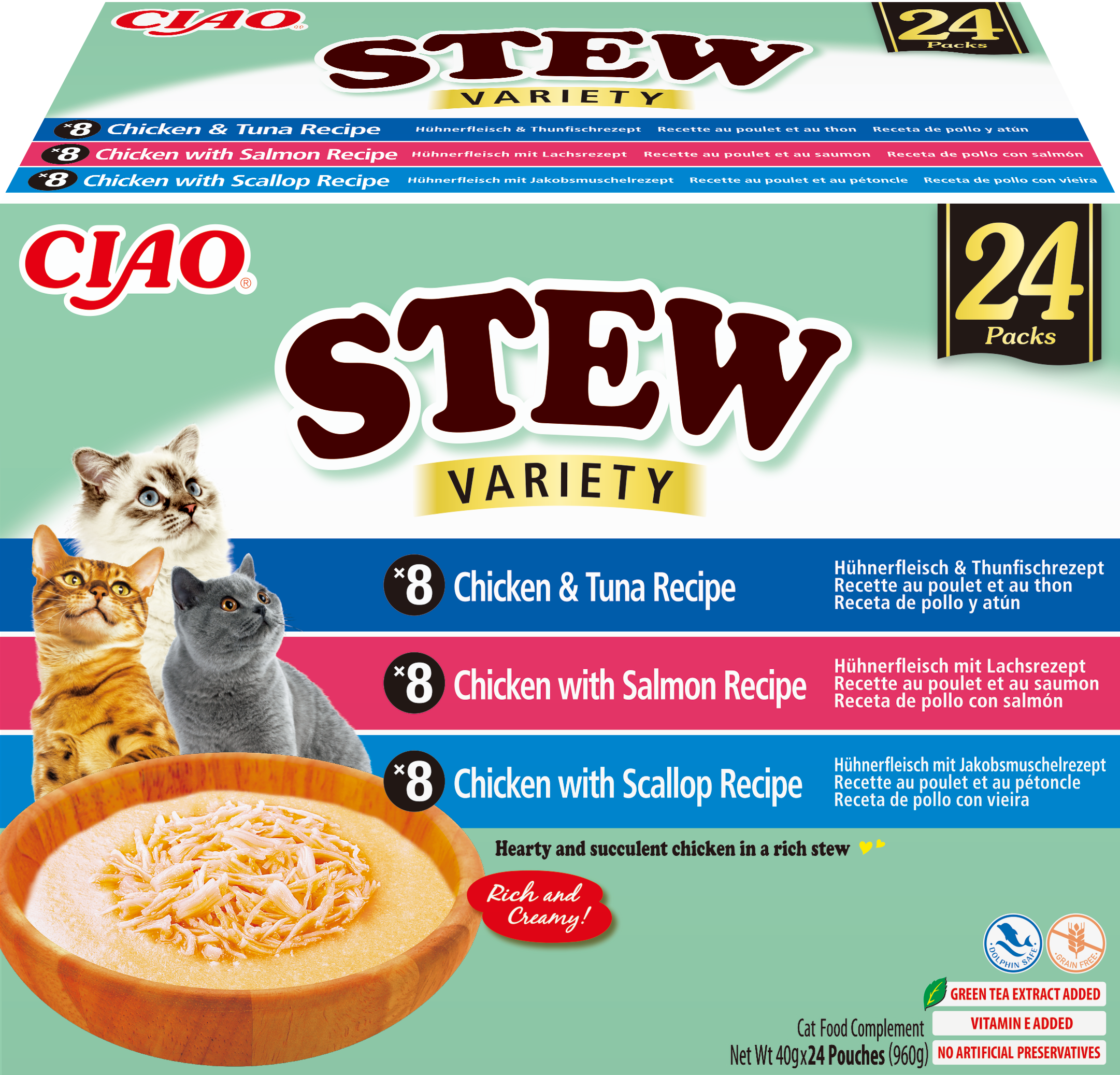 INABA CIAO Stew 24P Chicken, Fish, Scallop 24x40g (960g)