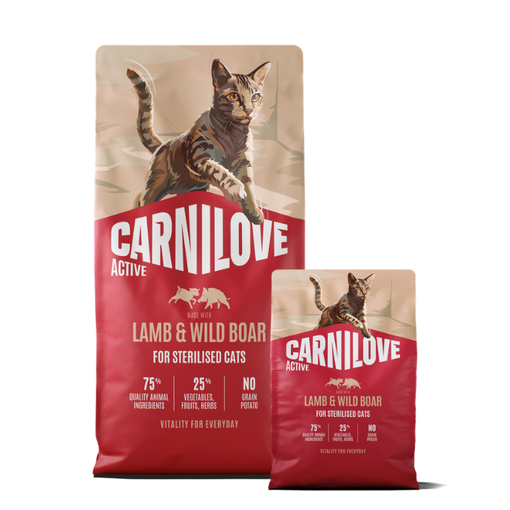 Promocja: 6kg + 2kg CARNILOVE ACTIVE Cat Lamb & Wild boar for Sterilised Adult All Breeds w atrakcyjnej cenie