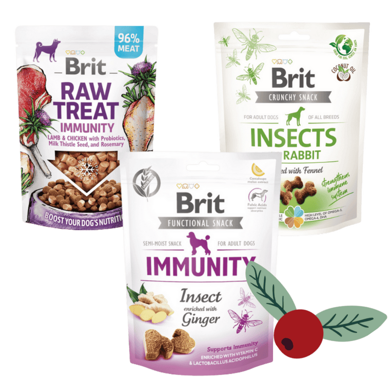 Gwiazdkowy Zestaw Brit Immunity Snacks Mix (3 opakowania) Karma uzupełniająca dla dorosłych psów w ekonomicznym pakiecie