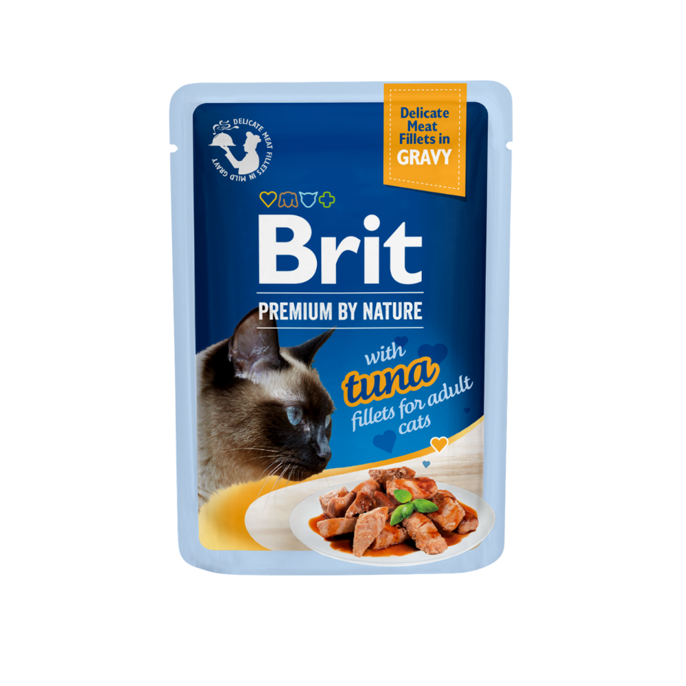 Brit Premium by Nature Cat Tuna Fillets in Gravy, tuńczyk, 85g Mokra karma pełnoporcjowa dla dorosłych kotów