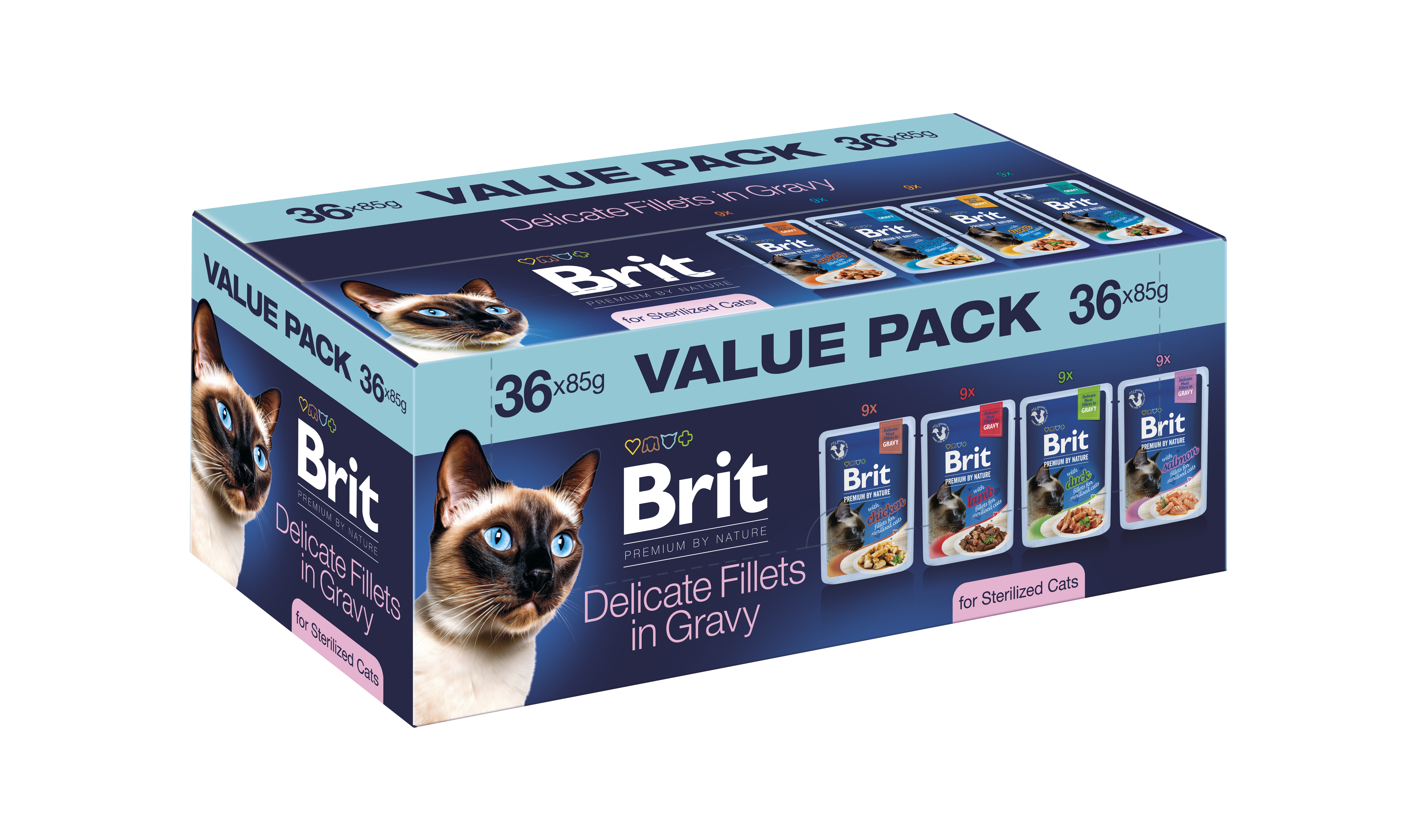 Brit Premium by Nature Value Pack for Sterilized Cats 36 x 85g Pełnoporcjowa karma mokra dla sterylizowanych kotów.