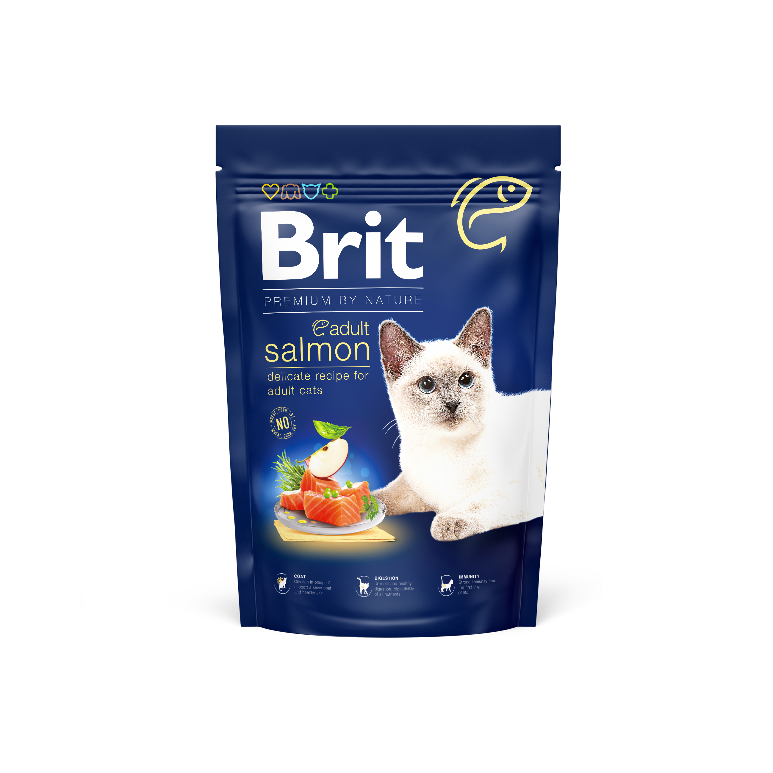 Brit Premium Cat Adult, łosoś, 1,5 kg Pełnoporcjowa karma dla dorosłych kotów