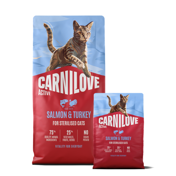 Promocja: 6kg + 2kg CARNILOVE ACTIVE Cat Salmon & Turkey for Sterilised Adult All Breeds w atrakcyjnej cenie