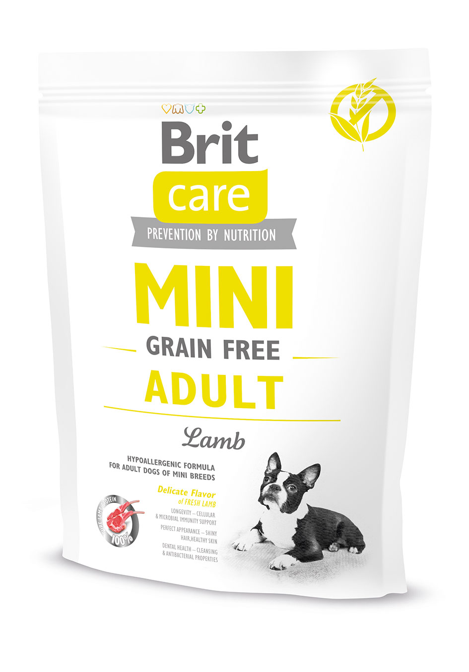Brit Care Mini Grain-Free Adult, jagnięcina, 400 g Pełnoporcjowa karma sucha dla dorosłych psów ras miniaturowych