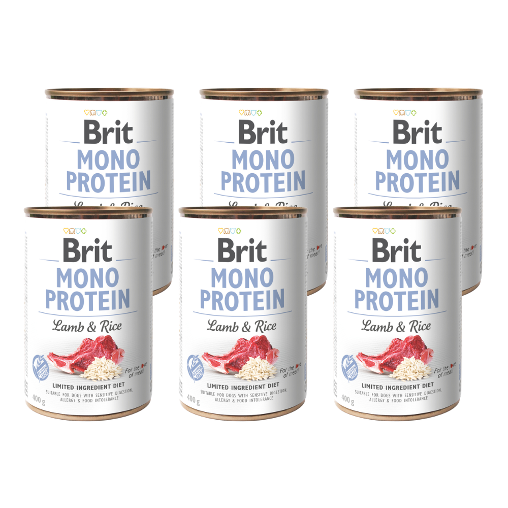 Promocja 5 szt + 1 szt Brit Mono Protein Dog Lamb & Rice 400g