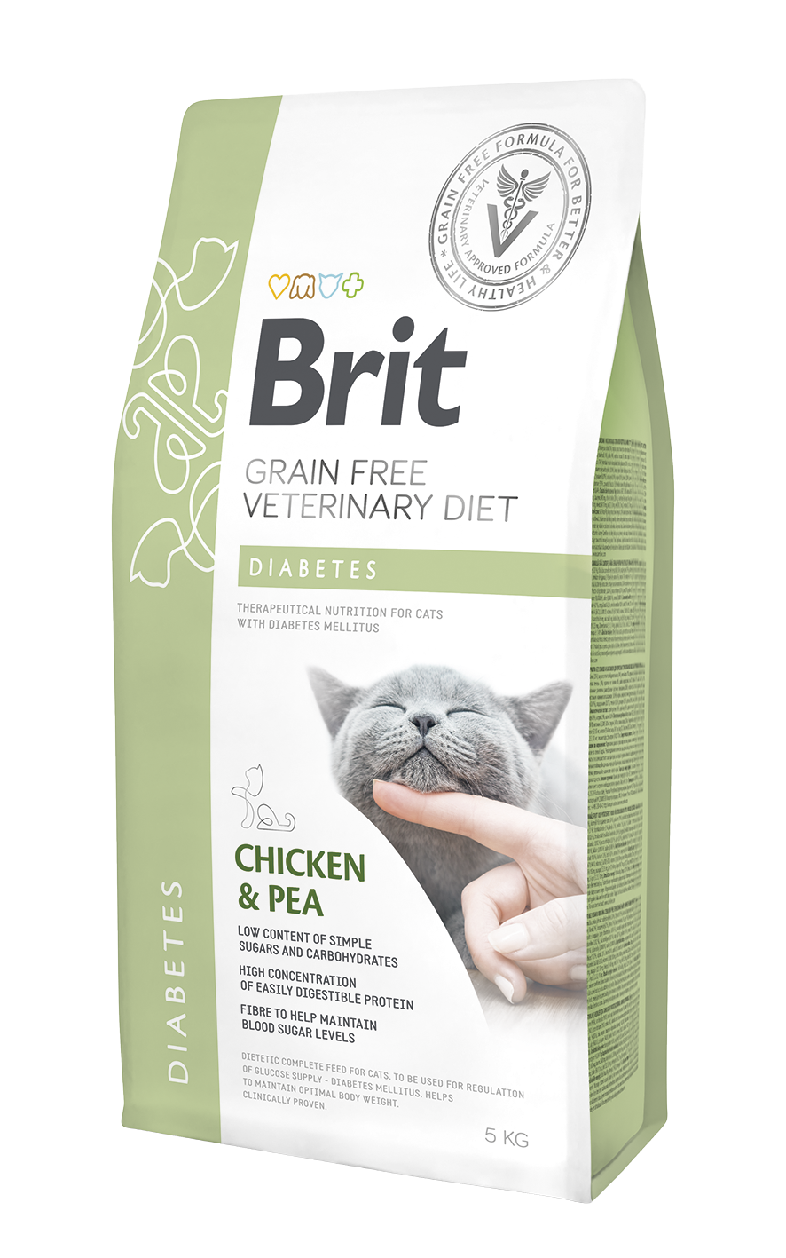 Brit Veterinary Diets Cat Grain-free Diabetes, kurczak i groch, 5 kg Weterynaryjna karma dla dorosłych kotów wymagających regulacji poziomu cukru we krwi