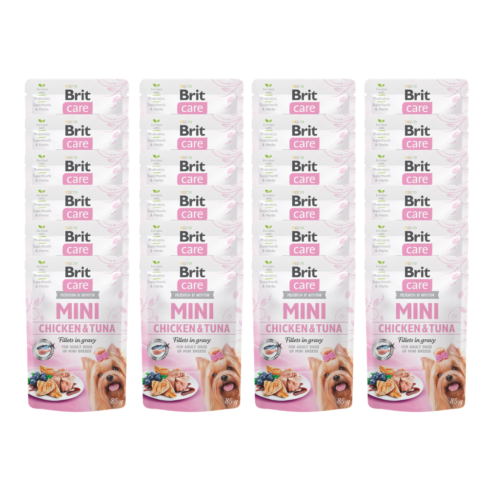 Promocja 20 szt + 4 szt Brit Care Mini Pouch Dog Adult Chicken & Tuna 85g