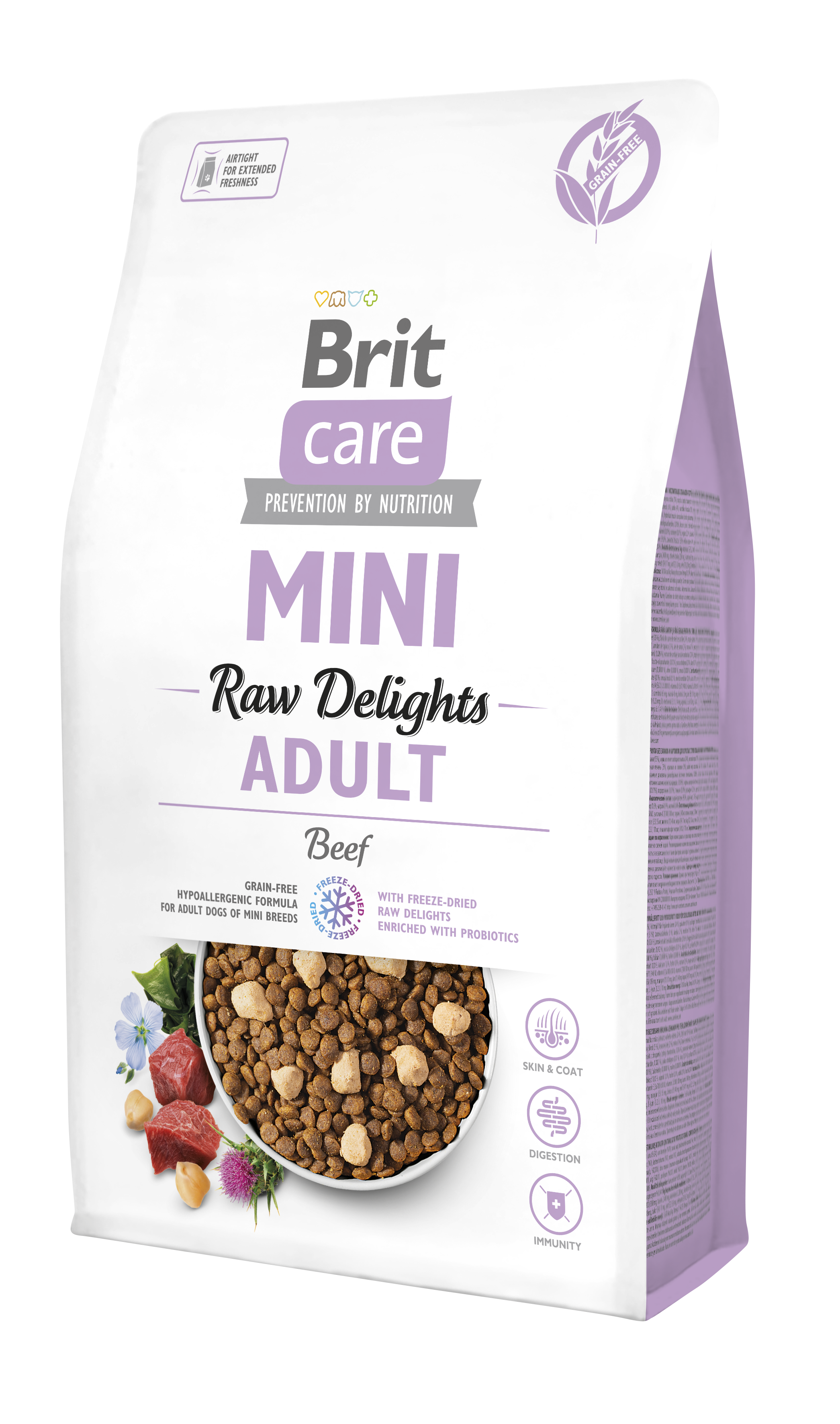 Brit Care Mini Grain-Free Raw Delights Adult, wołowina, 2 kg Pełnoporcjowa karma sucha dla dorosłych psów ras miniaturowych