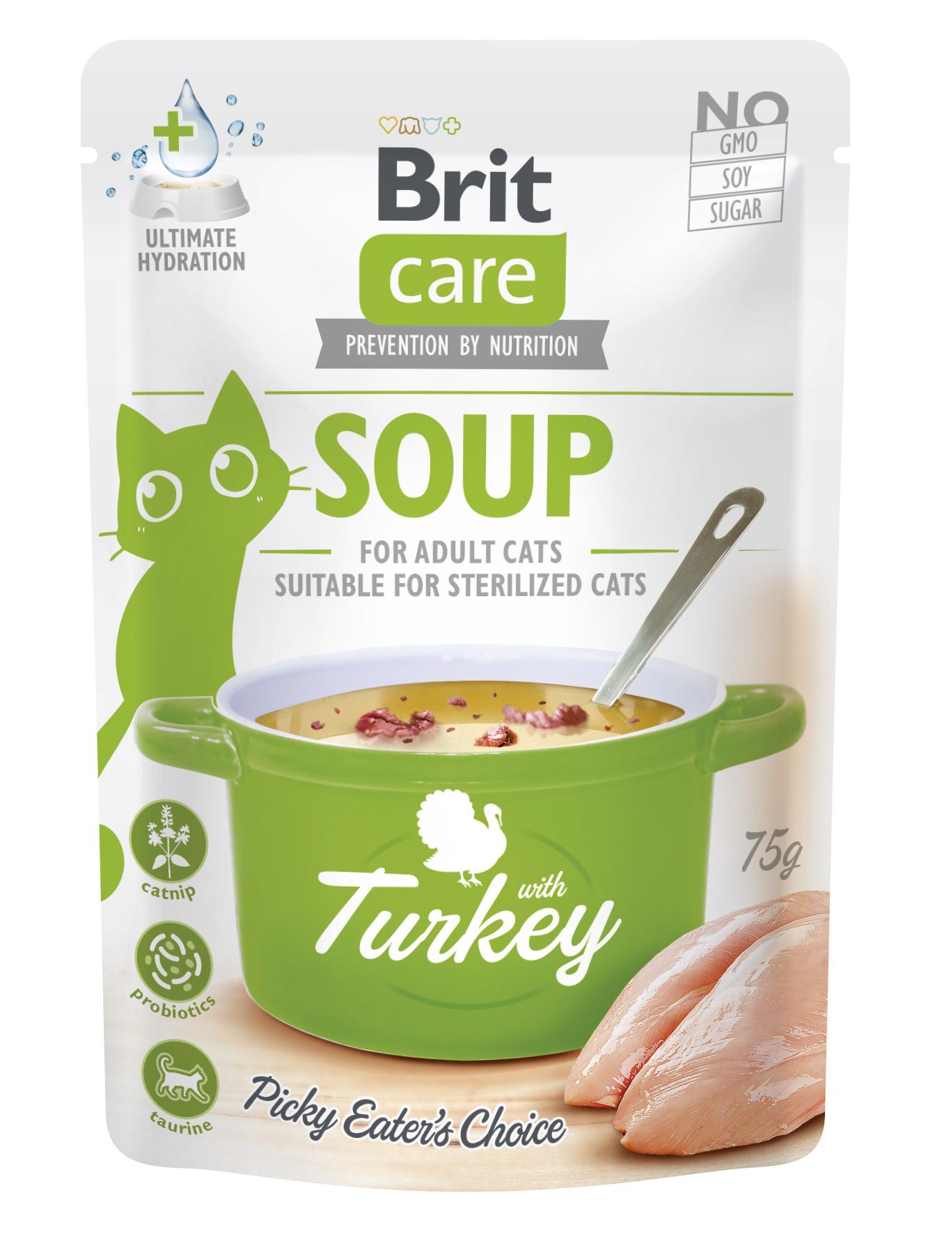 Brit Care Cat Soup, indyk, 75 g Uzupełniająca karma mokra dla dorosłych kotów