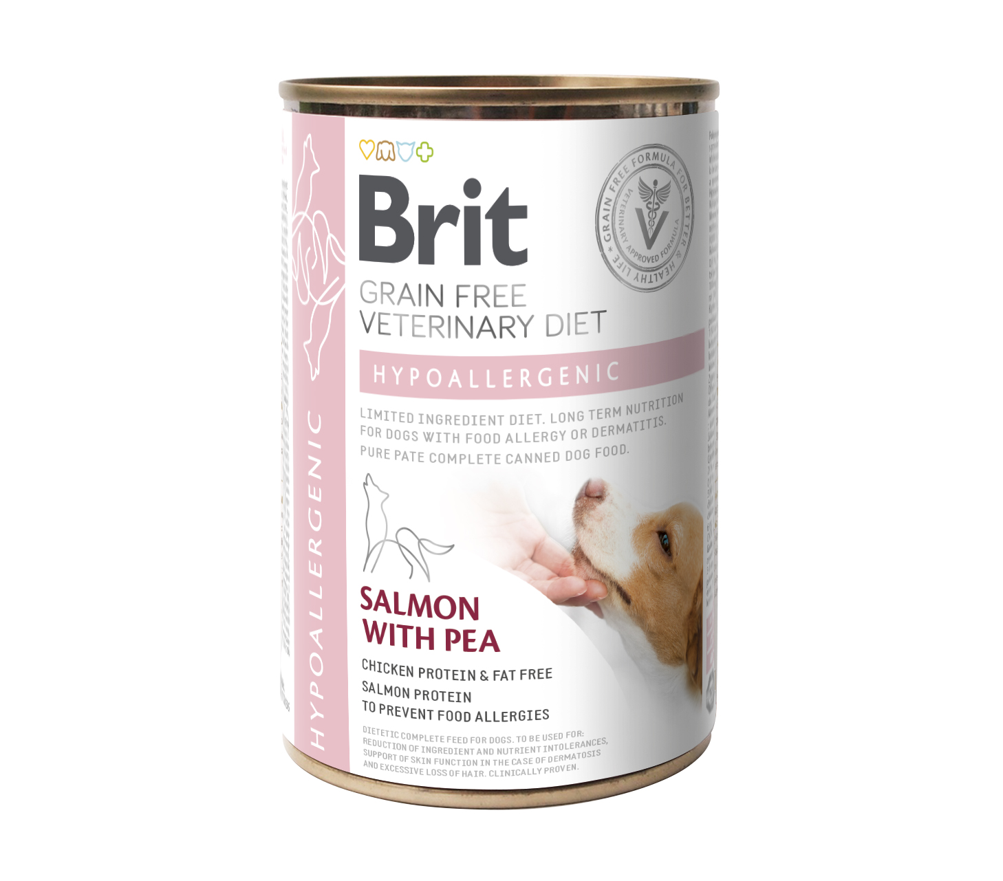 Brit Veterinary Diet Dog Hypoallergenic, łosoś z groszkiem, 400 g Dietetyczna karma pełnoporcjowa dla psów z nietolerancją pokarmową