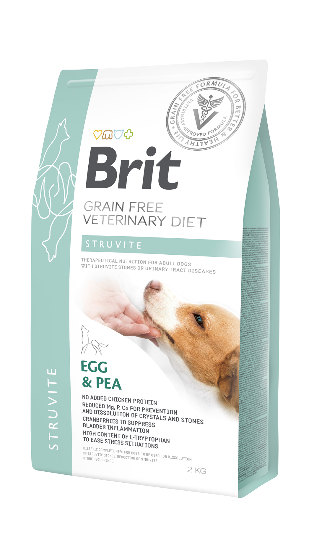 Brit Veterinary Diets Dog Grain Free Struvite, jaja, groszek i białko indyka, 2 kg Pełnoporcjowa karma dietetyczna dla psów z chorobami dolnych dróg moczowych