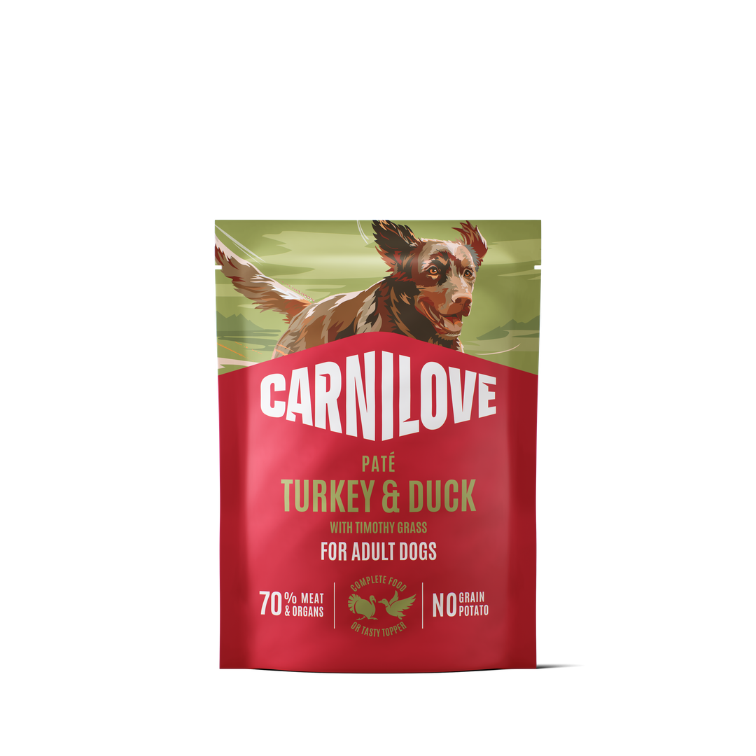 CARNILOVE Dog POUCH Paté Turkey & Duck with Timothy Grass 300g