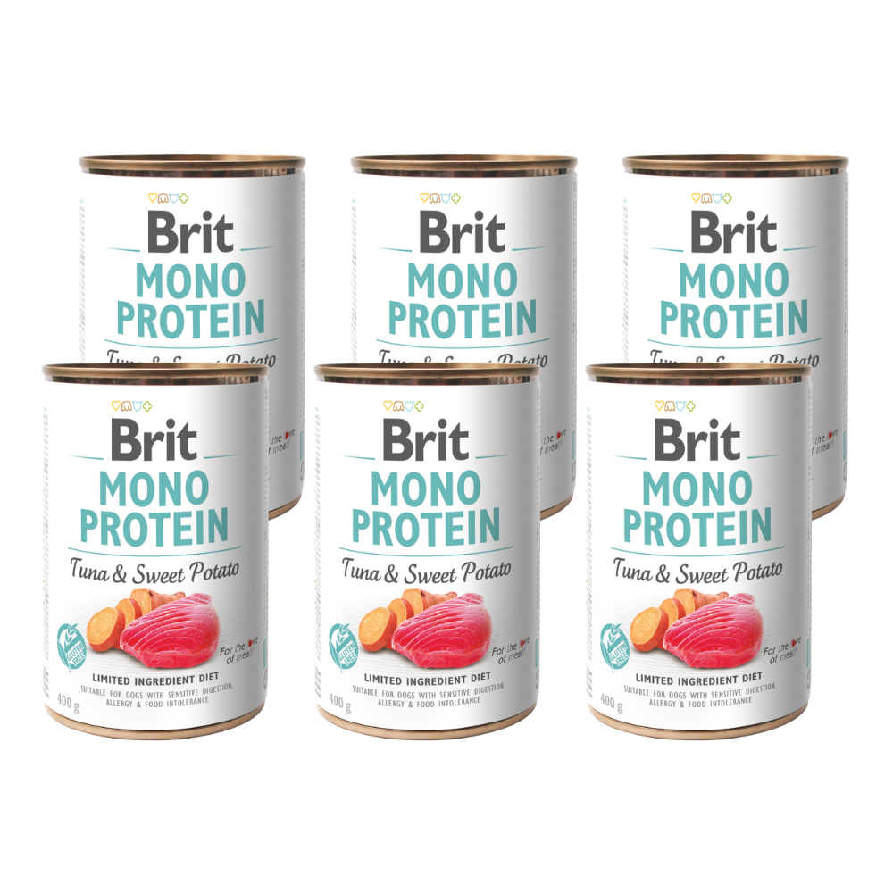 Promocja 5 szt + 1 szt Brit Mono Protein Dog Tuna & Sweet Potato 400g