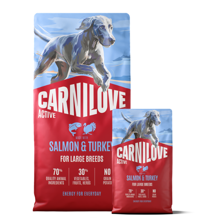 Promocja: 12kg + 4kg CARNILOVE ACTIVE Dog Salmon & Turkey Adult Large Breeds w atrakcyjnej cenie