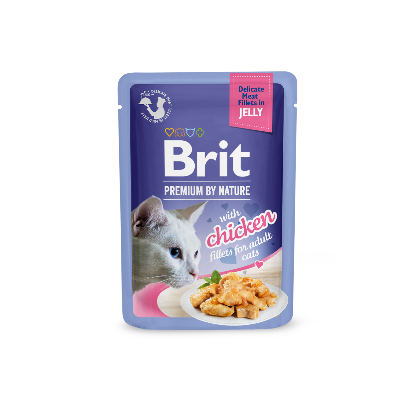Brit Premium Cat Pouch Fillets in Jelly Adult, kurczak, 85g Mokra karma pełnoporcjowa dla dorosłych kotów