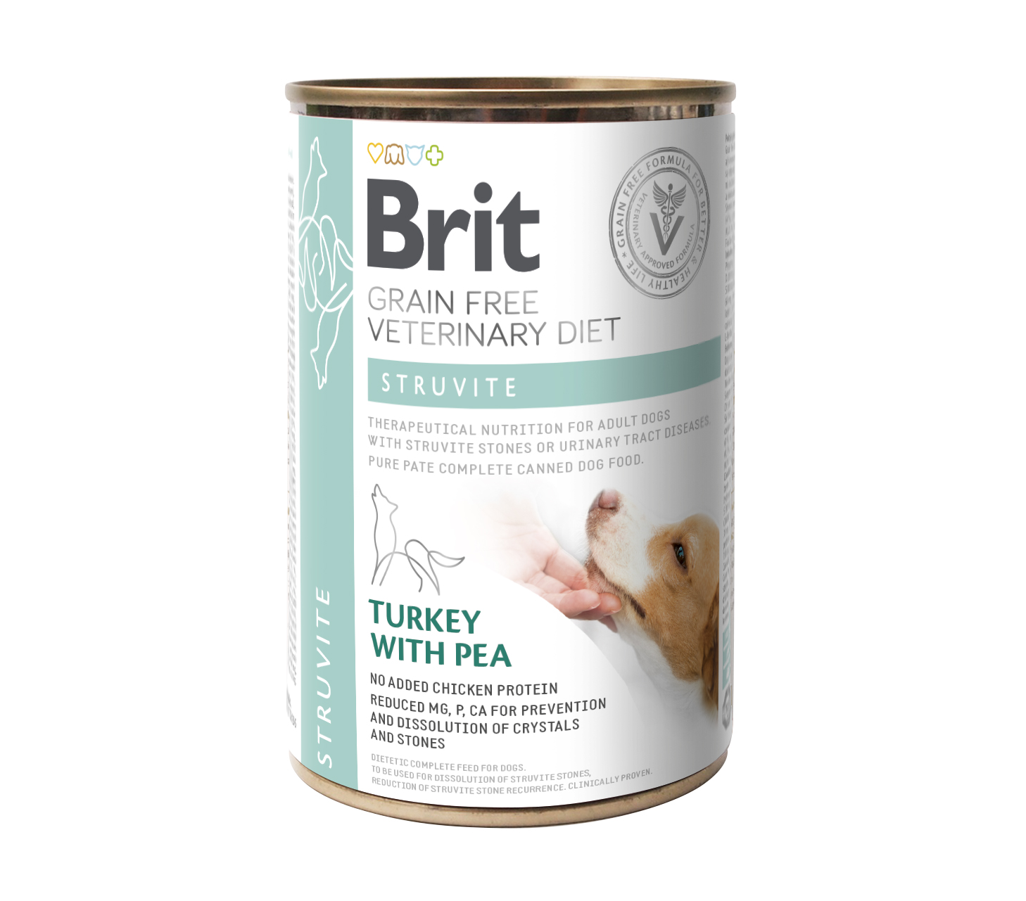 Brit Veterinary Diet Dog Struvite, indyk z zielonym groszkiem, 400 g Dietetyczna karma pełnoporcjowa dla psów z chorobami dolnych dróg moczowych