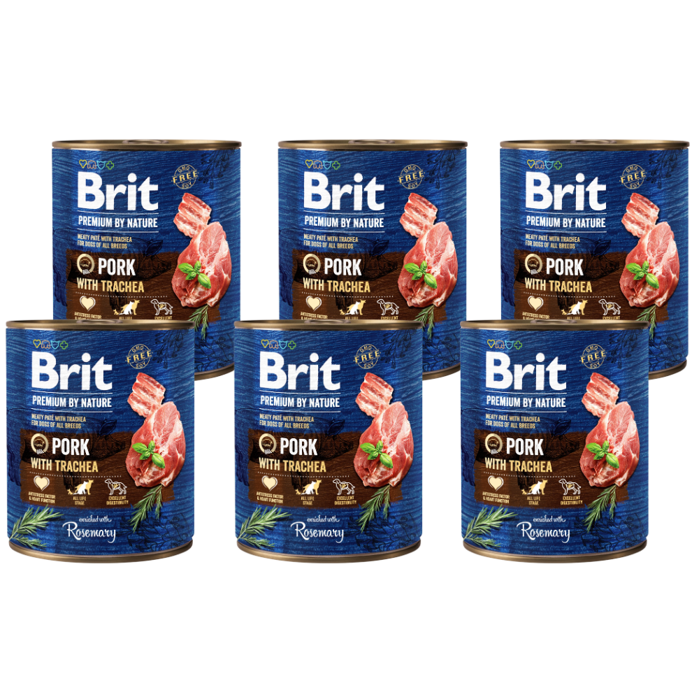 Promocja 5 szt + 1 szt Brit Premium by Nature Pork with Trachea