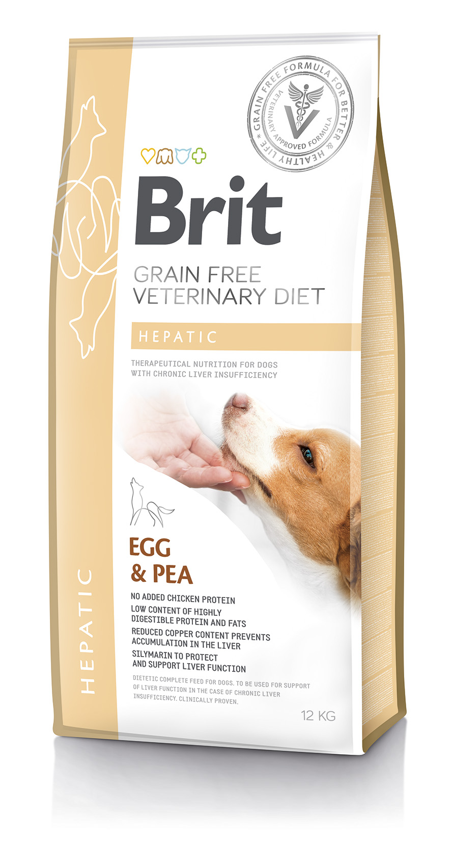 Brit Veterinary Diets Dog Grain Free Hepatic, bataty i żółty groszek, 12 kg Dietetyczna karma dla psów z niewydolnością wątroby