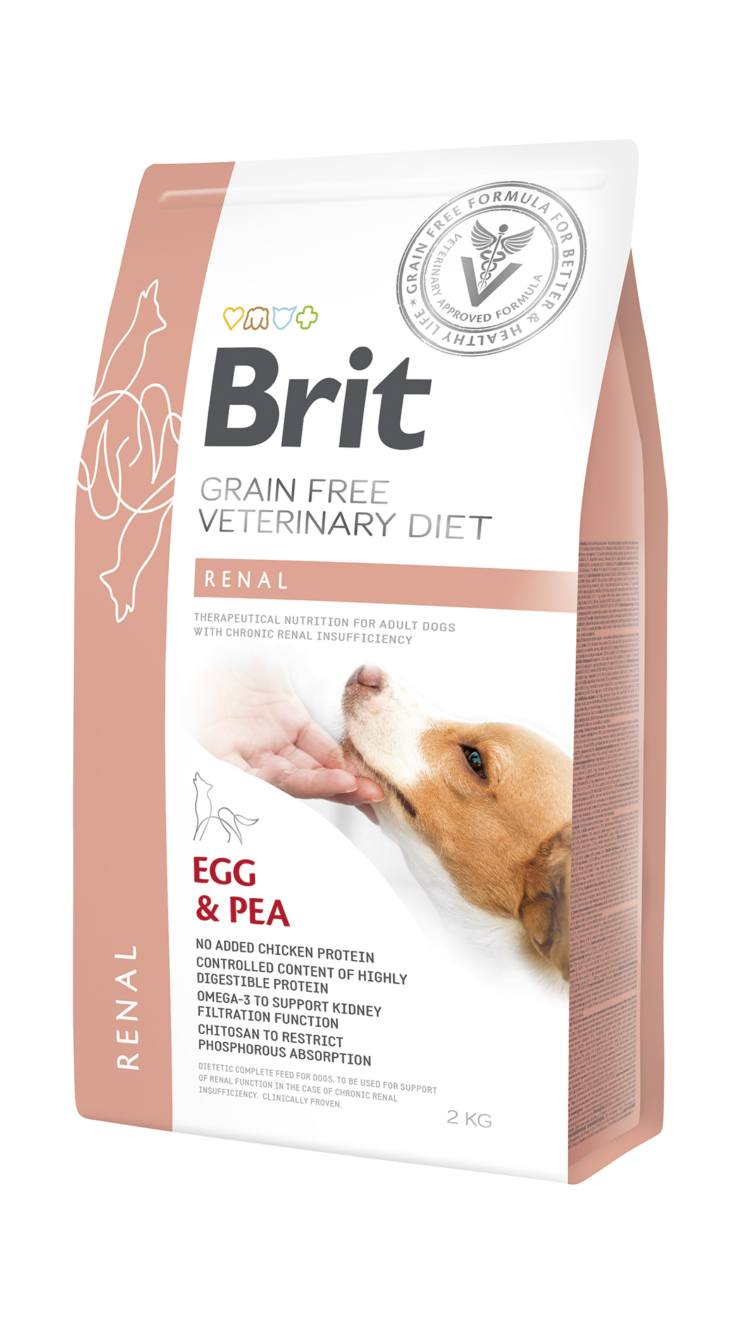 Brit Veterinary Diets Dog Grain Free Renal, żółty groszek i jajka, 2 kg Dietetyczna karma dla psów z zaburzeniami funkcji nerek
