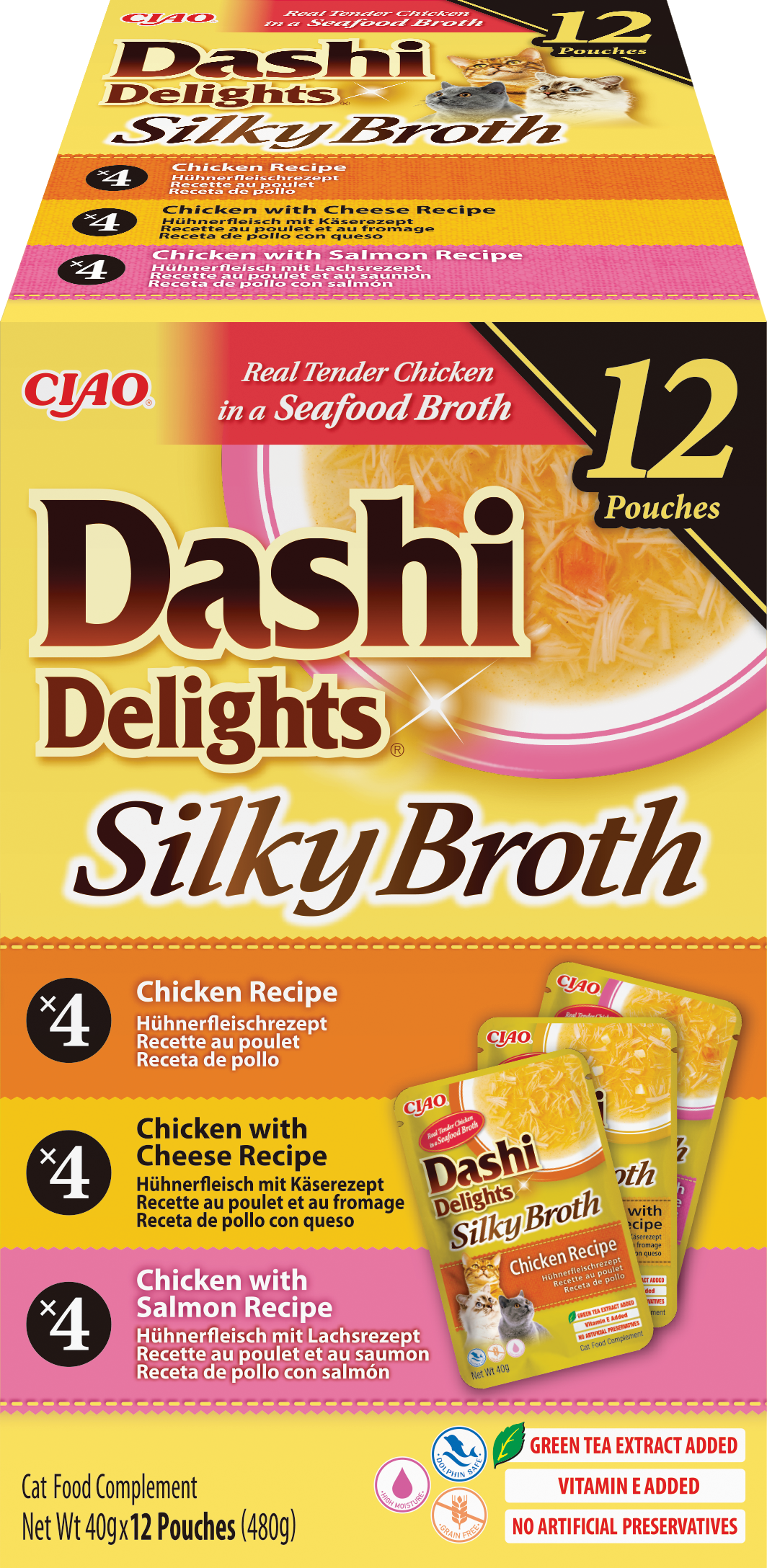 Inaba Cat Dashi Delights Silky Broth 12p Chicken Variety 12x40g