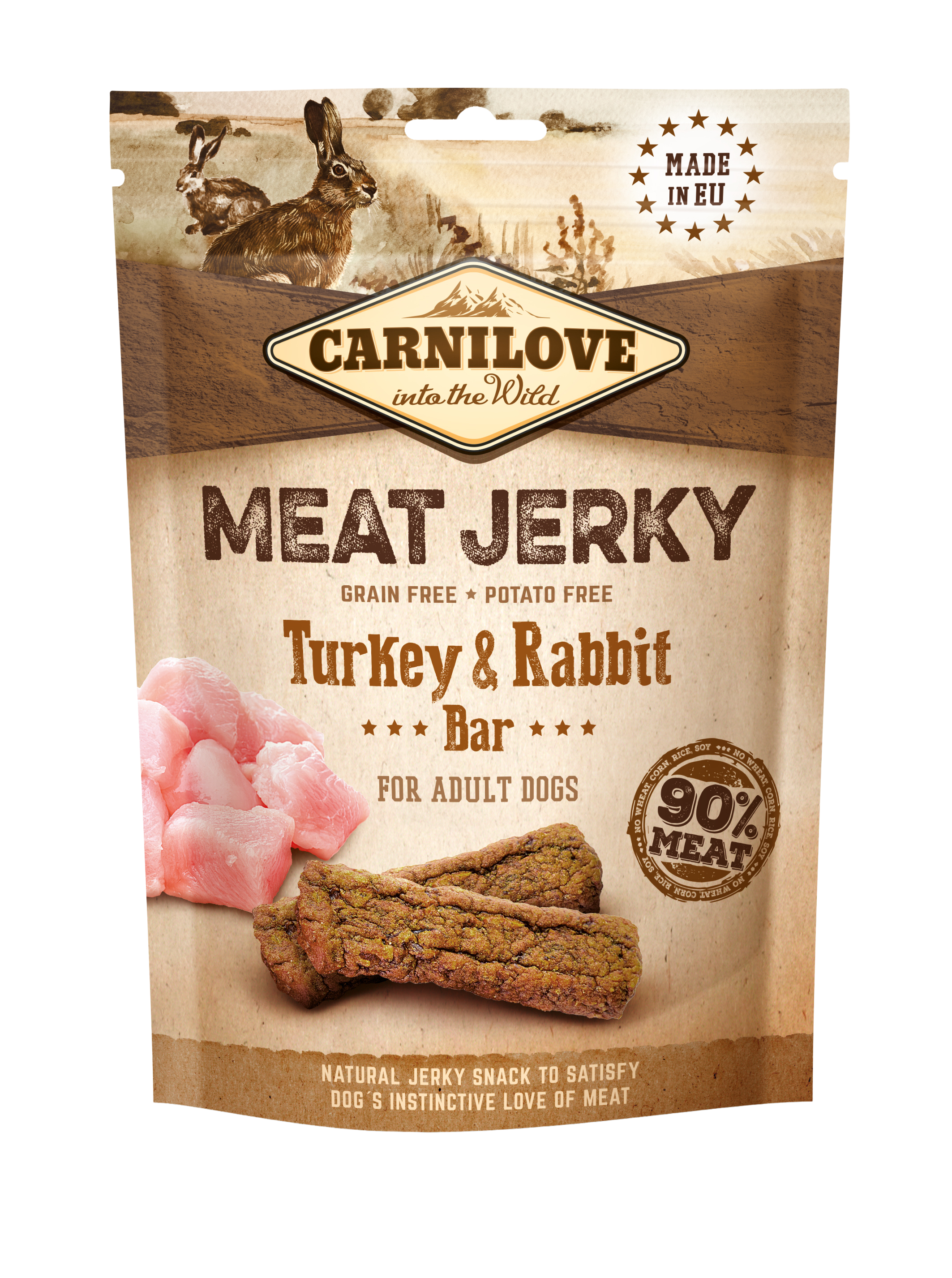 Carnilove Jerky, indyk i królik, 100g Uzupełniająca karma dla dorosłych psów