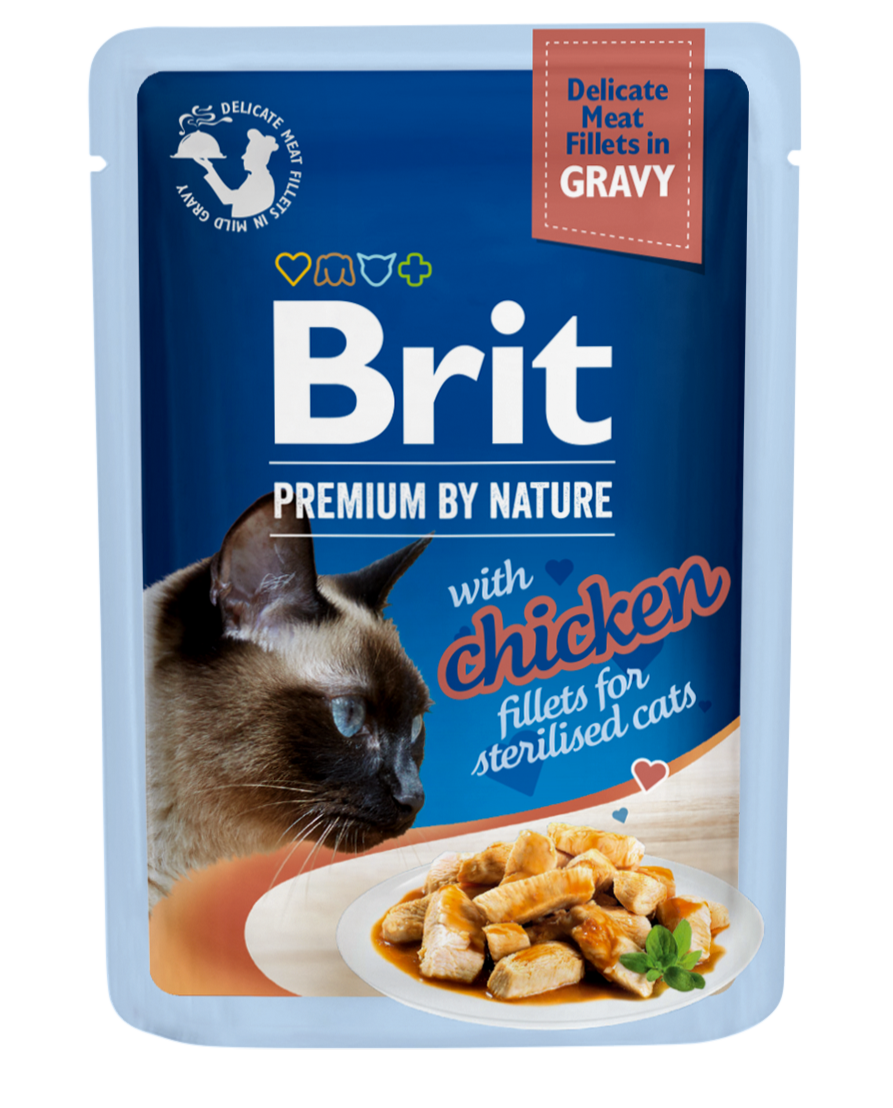Brit Premium by Nature Cat Delicate Fillets in Gravy for Sterilised, kurczak, 85g TERMIN 05/04/26 Outlet – krótka data, pełna wartość! Nie marnuj, oszczędzaj i chroń planetę.