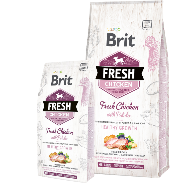 Promocja: 12kg + 2,5kg Brit Fresh Chicken & Potato Puppy Healthy Growth w atrakcyjnej cenie
