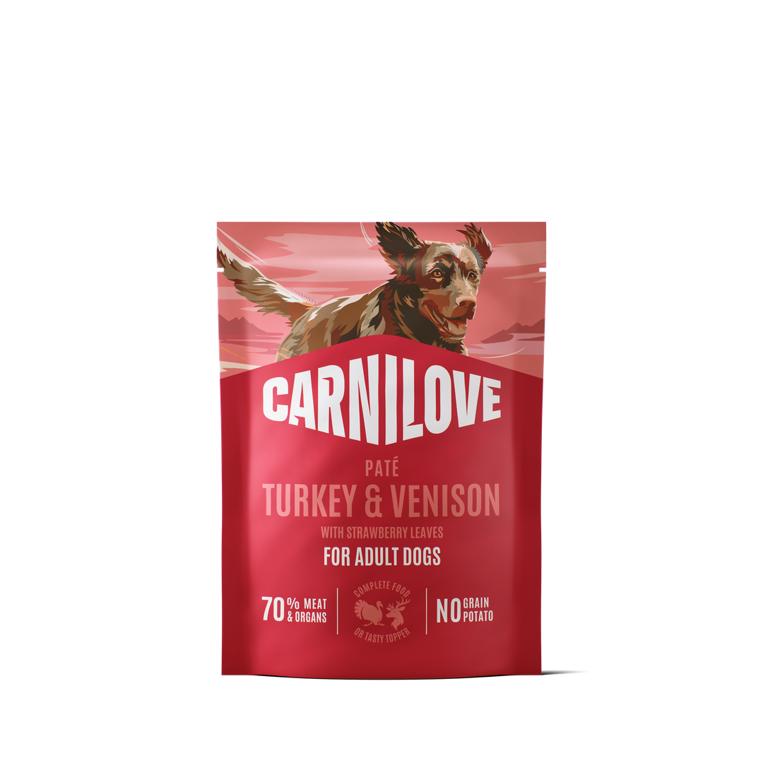 CARNILOVE Dog POUCH Paté Turkey & Venison with Stawberry Leaves 300g