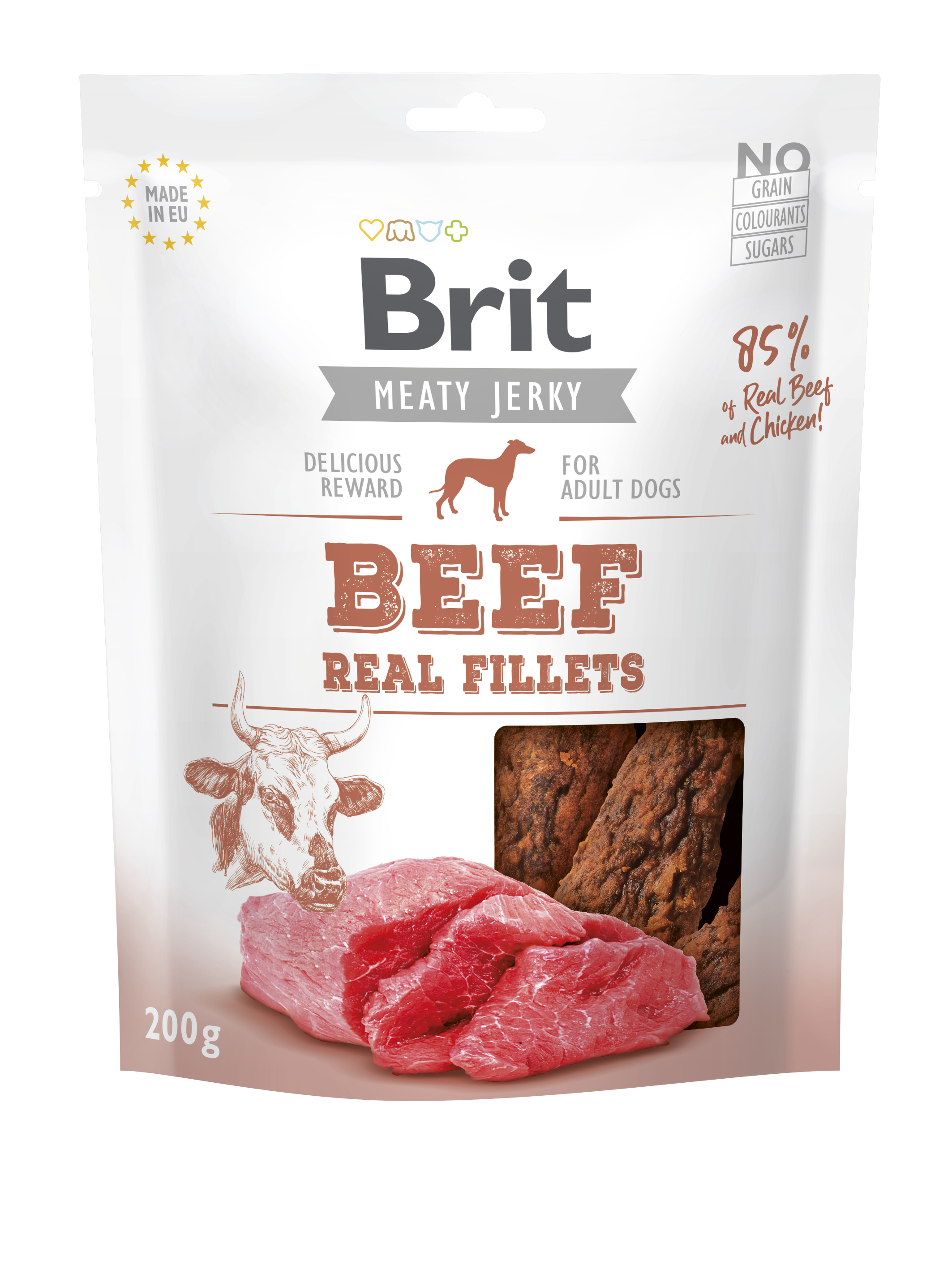 Brit Jerky Snack, wołowina i kurczak, 200 g Karma uzupełniająca dla dorosłych psów