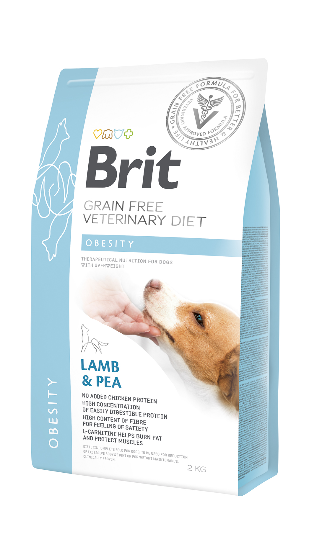 Brit Veterinary Diets Dog Grain Free Obesity, jagnięcina i żółty groszek, 2 kg Dietetyczna karma dla psów z nadwagą i otyłością