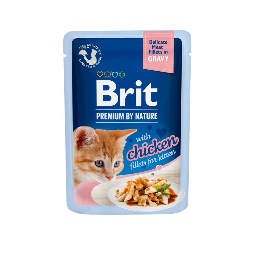 Brit Premium by Nature Cat Chicken Fillets in Gravy Kitten, kurczak, 85g Mokra karma pełnoporcjowa dla kociąt