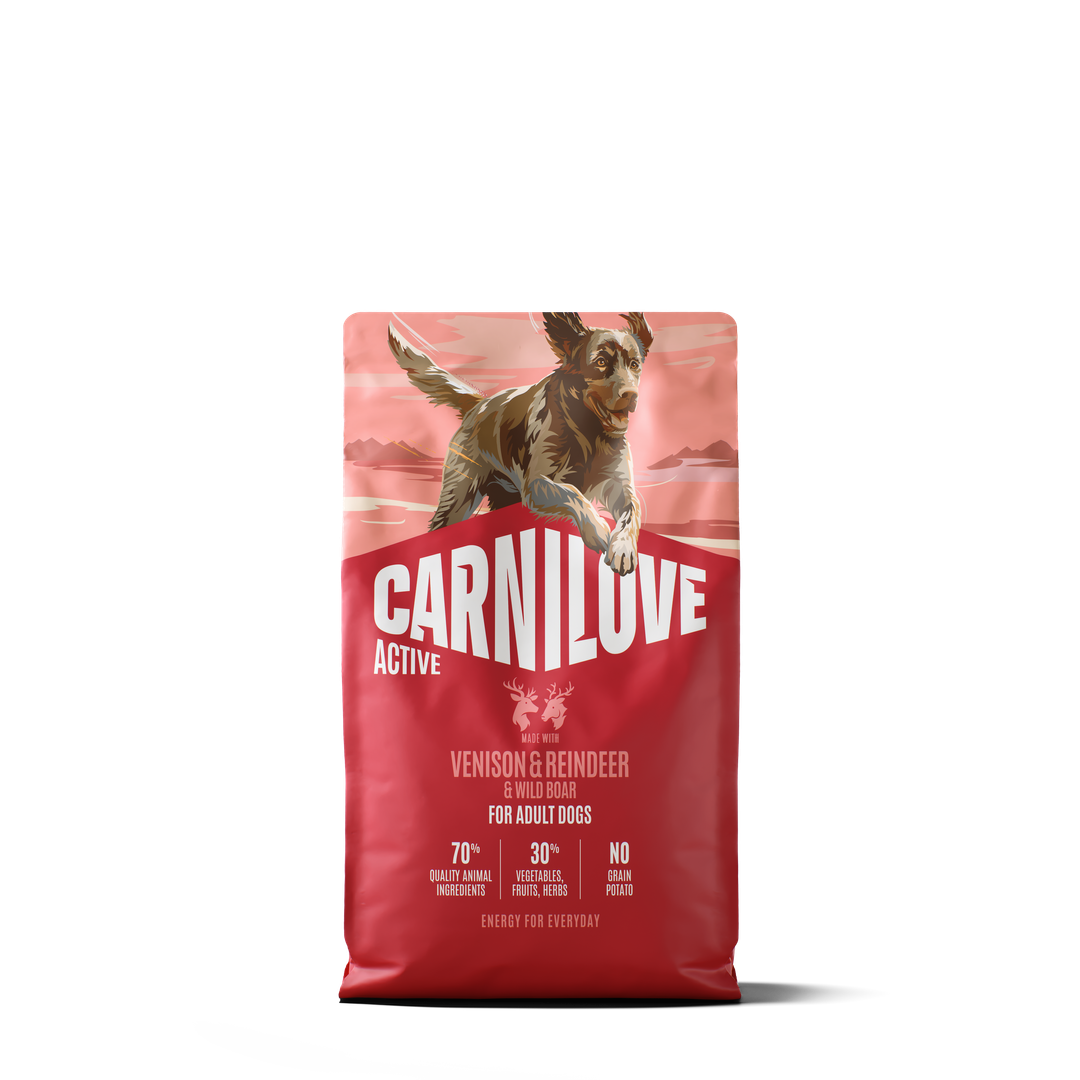 CARNILOVE ACTIVE Dog Dry Made with Venison & Reindeer & Wild Boar for Active Adult All Breeds 4kg