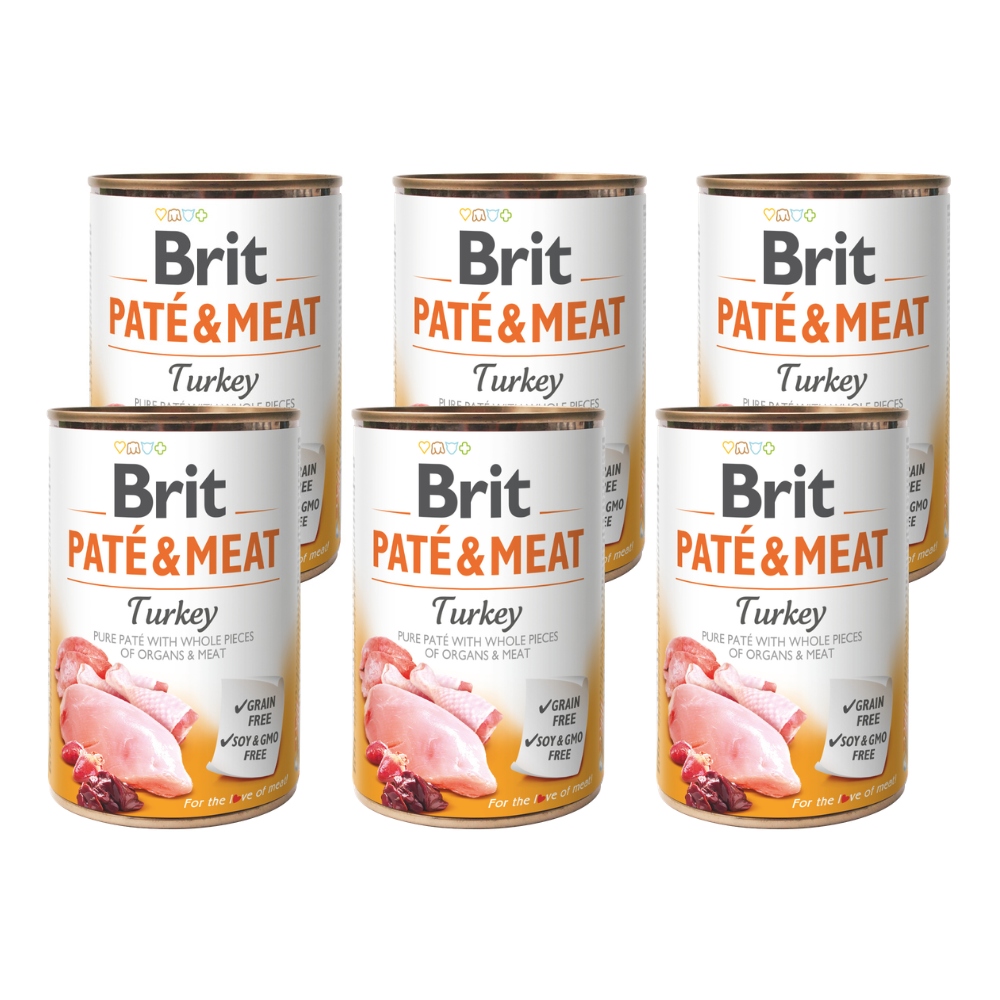 Promocja 5 szt + 1 szt Brit Pate & Meat Dog Adult Turkey