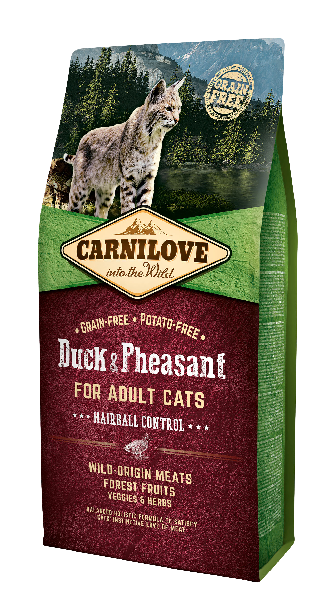 Carnilove Cat Hairball Control, kaczka i bażant, 6kg Pełnoporcjowa karma dla kotów ułatwiająca wydalanie kul włosowych